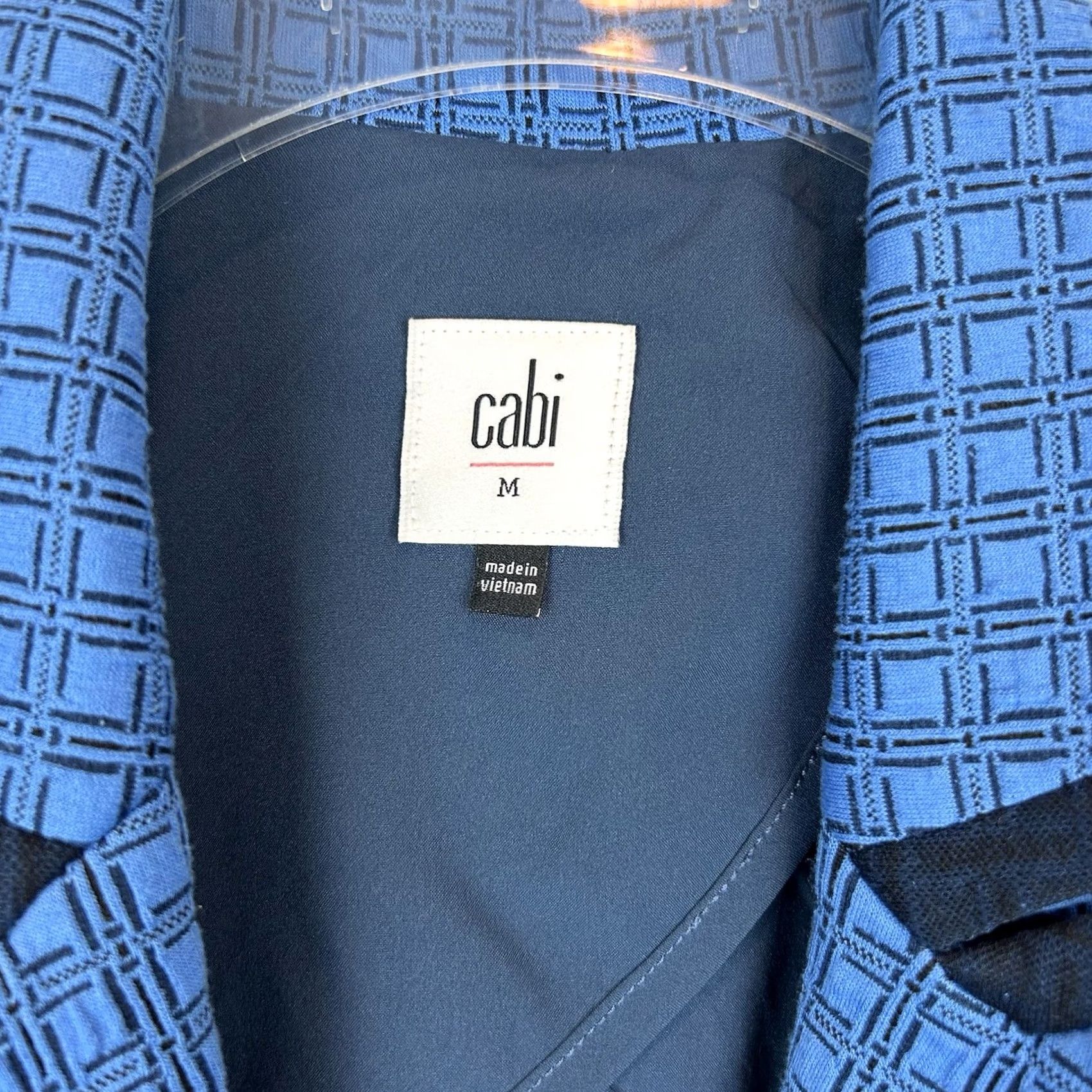 Vintage CAbi Scholarship Blazer Medium Blue Geometric Print Ponte Knit Style 6027 Office Women Size M / US 6-8 / IT 42-44 - 3 Thumbnail