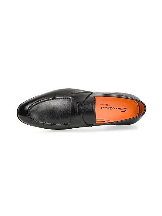 Santoni os11x0526 Leather Penny Loafers in Black Size US 10 / EU 43 - 3 Thumbnail
