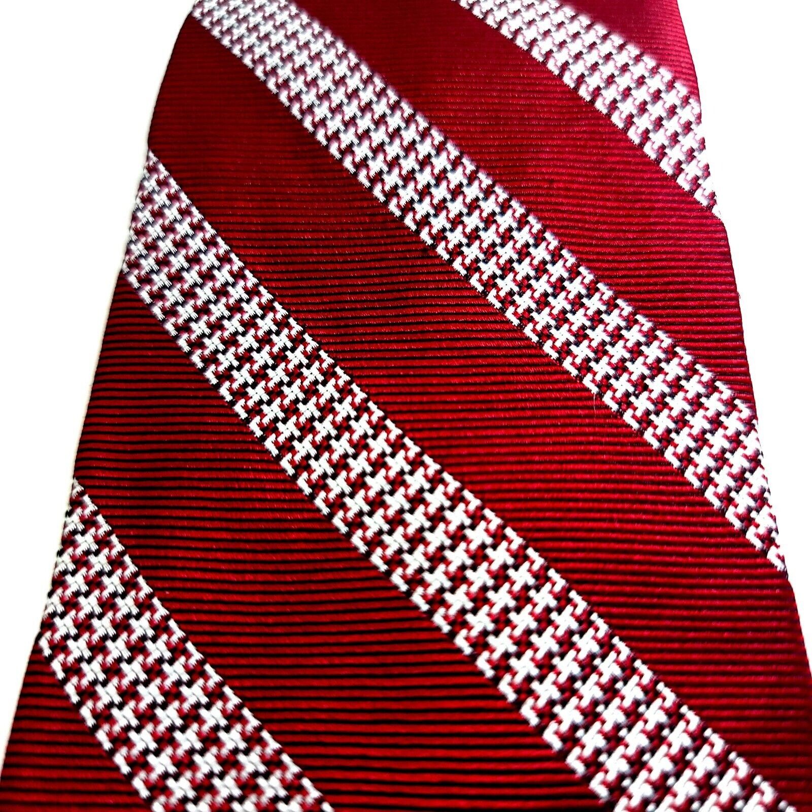 Tommy Hilfiger Tommy Hilfiger Red White Striped Plaid Woven Skinny Silk Tie Size ONE SIZE - 2 Thumbnail
