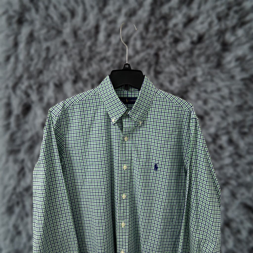 Ralph Lauren VINTAGE Ralph Lauren Shirt Mens Medium Green Blue Plaid Button Down Long Sleeve Pony Size US M / EU 48-50 / 2 - 1 Thumbnail