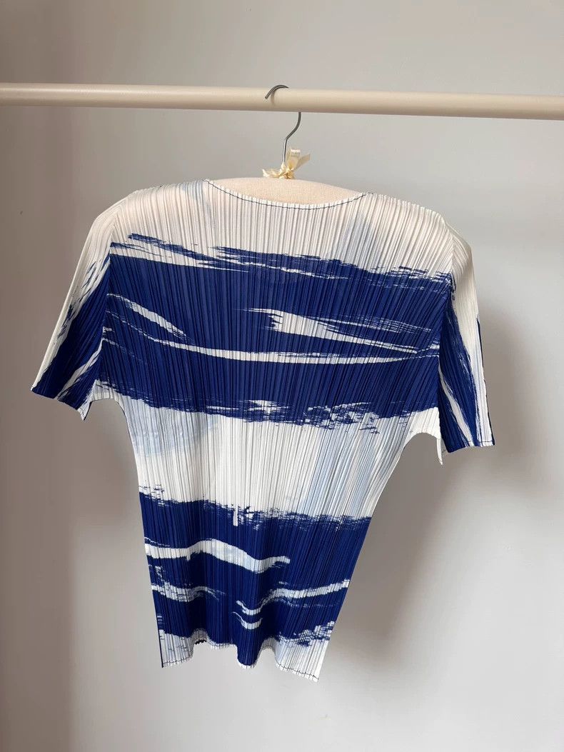 Issey Miyake Issey Miyake size:3 Blue and white pleated short-sleeved s Size XS / US 0-2 / IT 36-38 - 6 Thumbnail