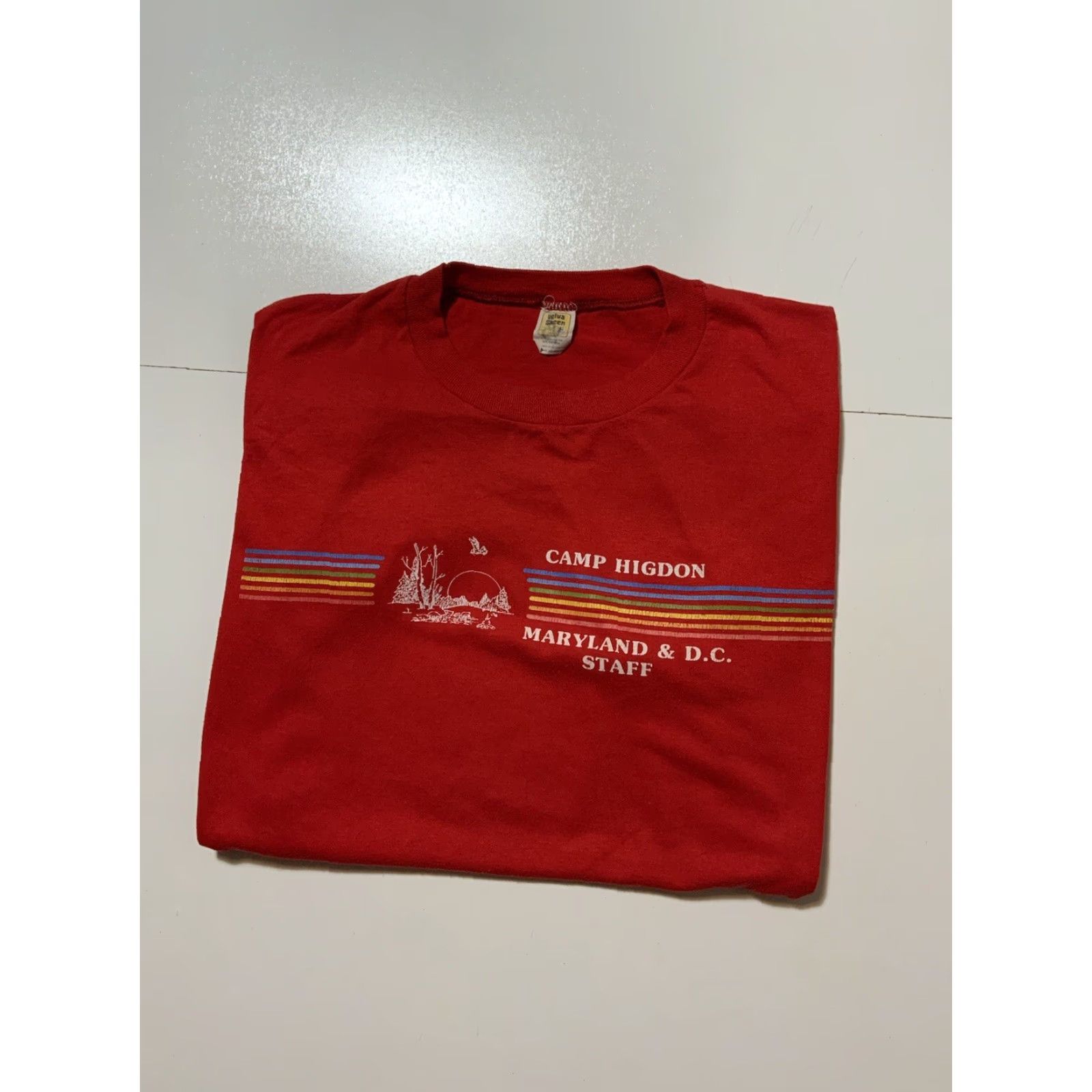 Velva Sheen VINTAGE Velva Sheen Camp Higdon Maryland & D.C. Staff 50/50 Graphic T-Shirt XL Red Cotton Blend Men’s/Unisex Shirt Size US XL / EU 56 / 4 - 2 Thumbnail