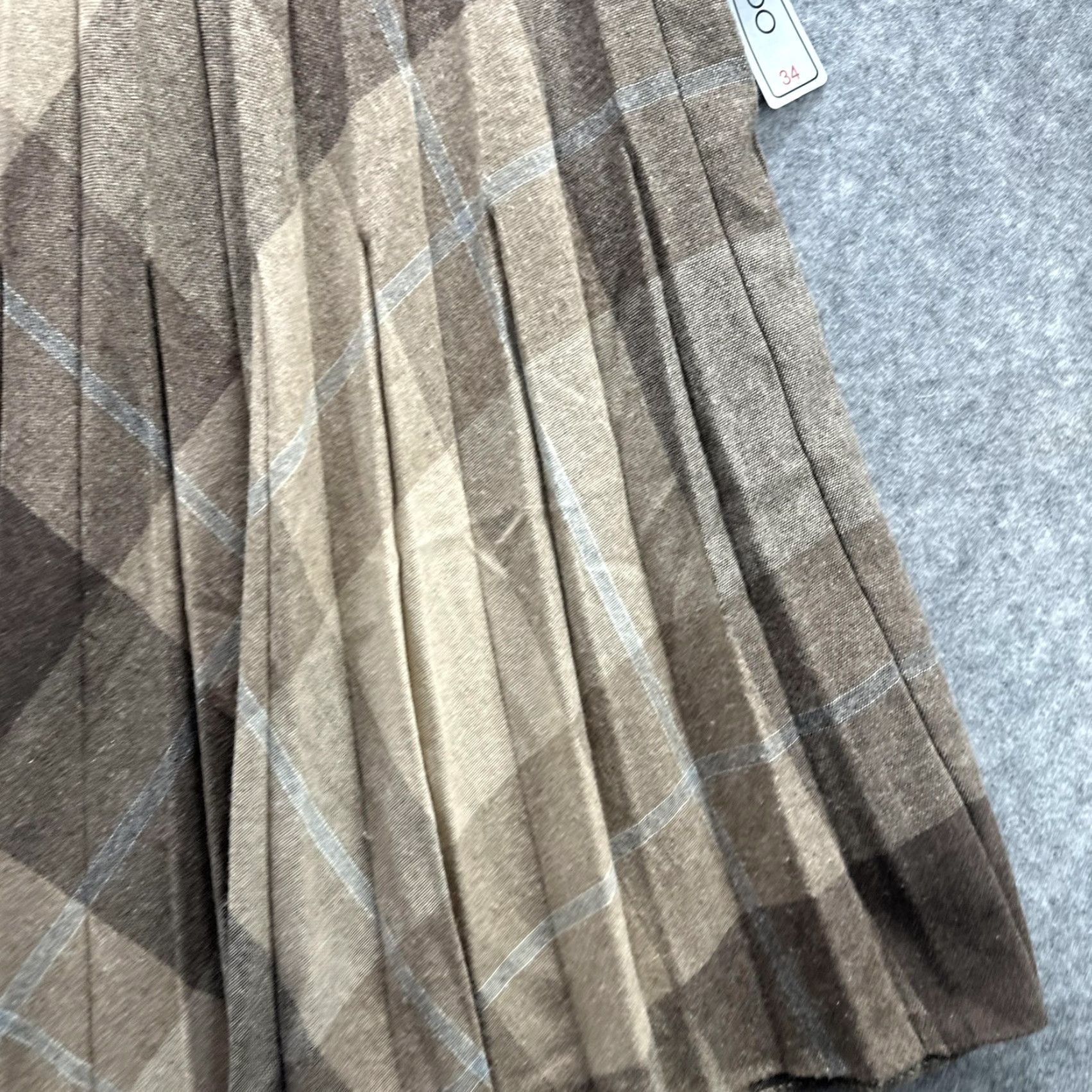 Vintage VINTAGE ECCOTOO Skirt Womens 34 Brown Beige Plaid Pleated Elastic Waist A-Line Tartan Womens Size 24" / US 00 / IT 34 - 6 Thumbnail