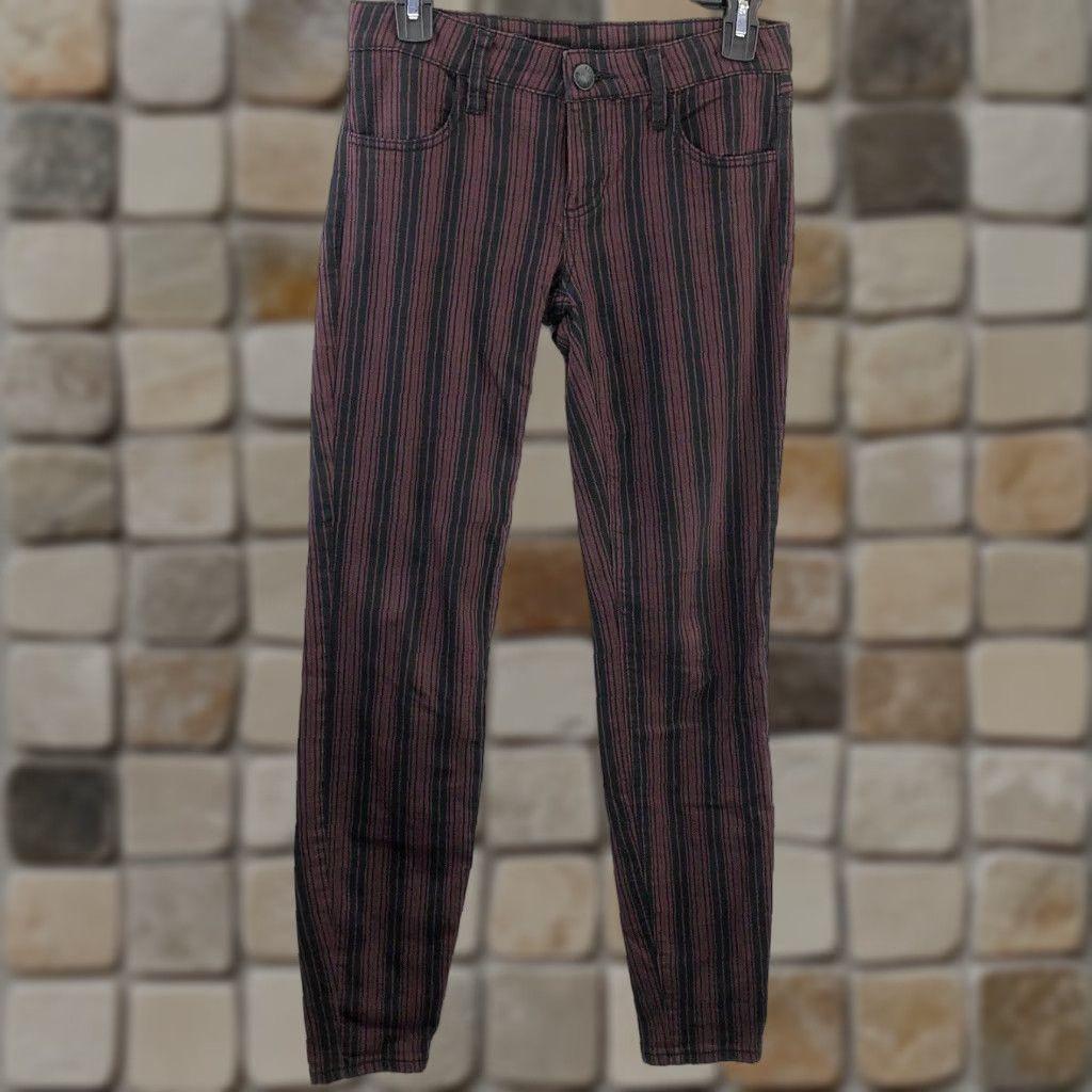 Vintage KUT from the Kloth Jennifer Ultra Skinny Pants 0 Brown Stripe 28"W Denim Low Rise Size 25" / US 0 / IT 36 - 1 Thumbnail