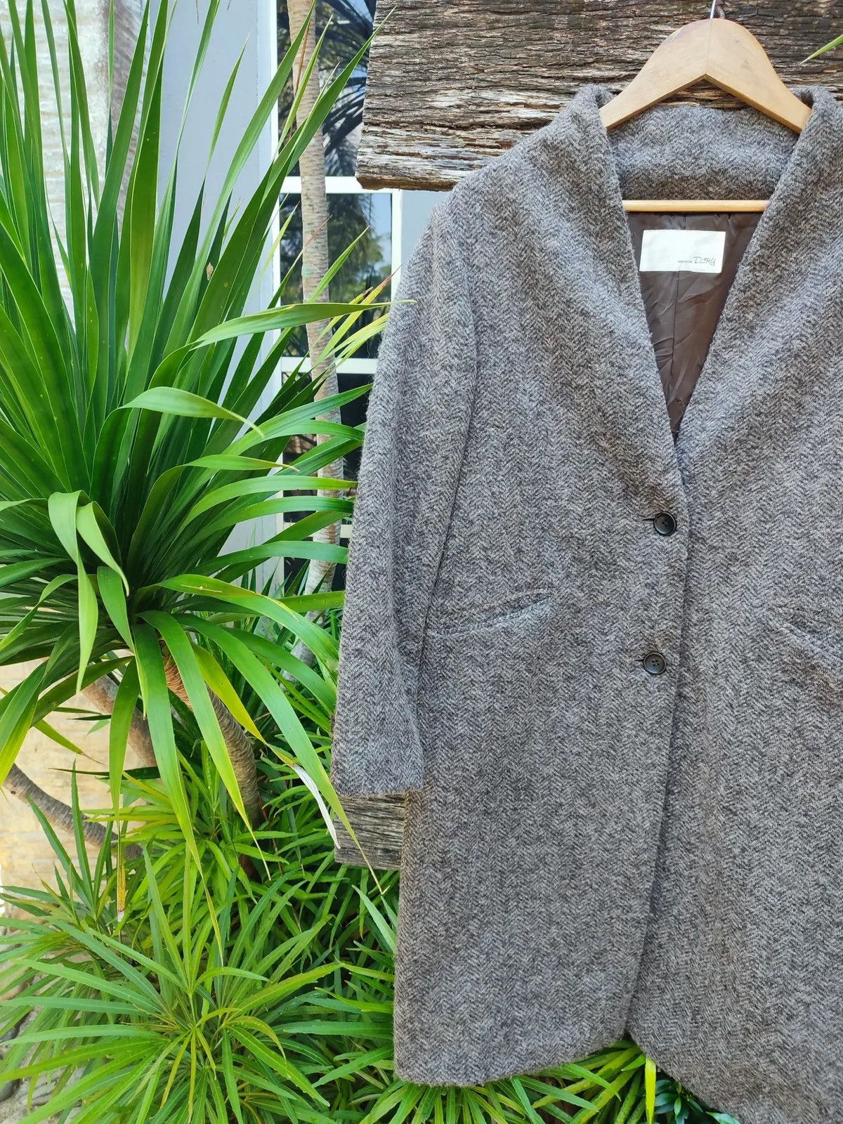 ABAHOUSE Abahouse ECRU Women’s Wool Blend Shawl Collar Overcoat Size M / US 6-8 / IT 42-44 - 3 Thumbnail
