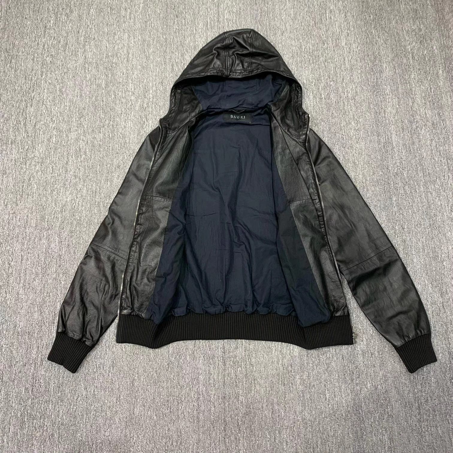 Gucci Gucci Black Hooded Leather Jacket 46 95 New Size US S / EU 44-46 / 1 - 6 Thumbnail