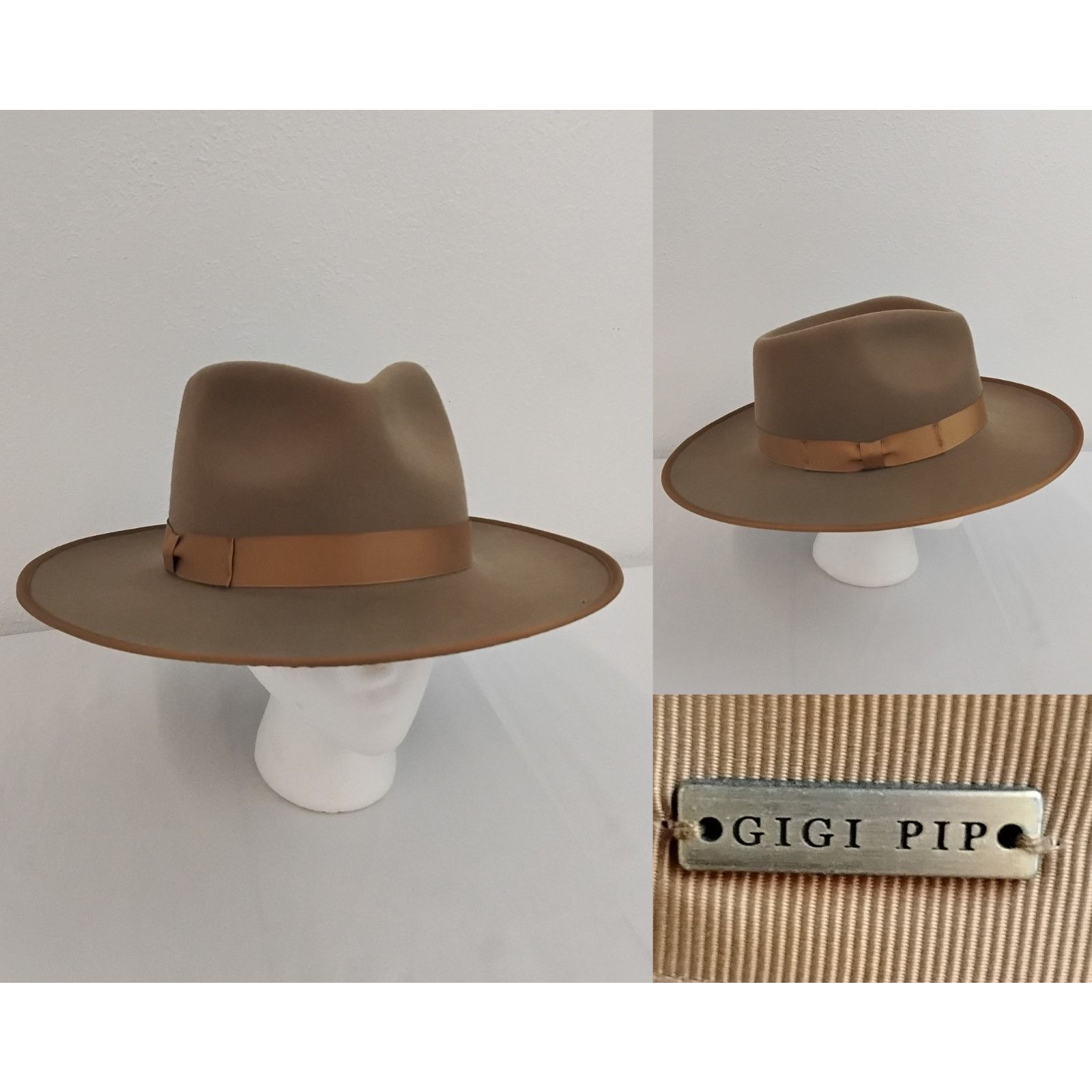 Other Gigi Pip Wide Fedora Hat Women's 59 Beige Australian Wool Size ONE SIZE - 1 Thumbnail