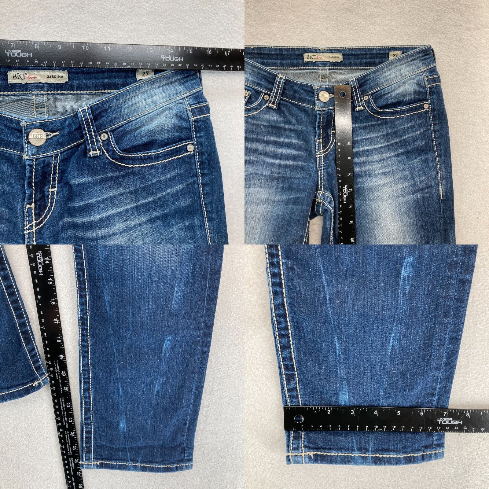 Vintage Buckle BKE Sabrina Crop Jeans Women's 27 Dark Blue Stretch Denim Low Rise Grunge Jeans Size 27" / US 4 / IT 40 - 8 Thumbnail