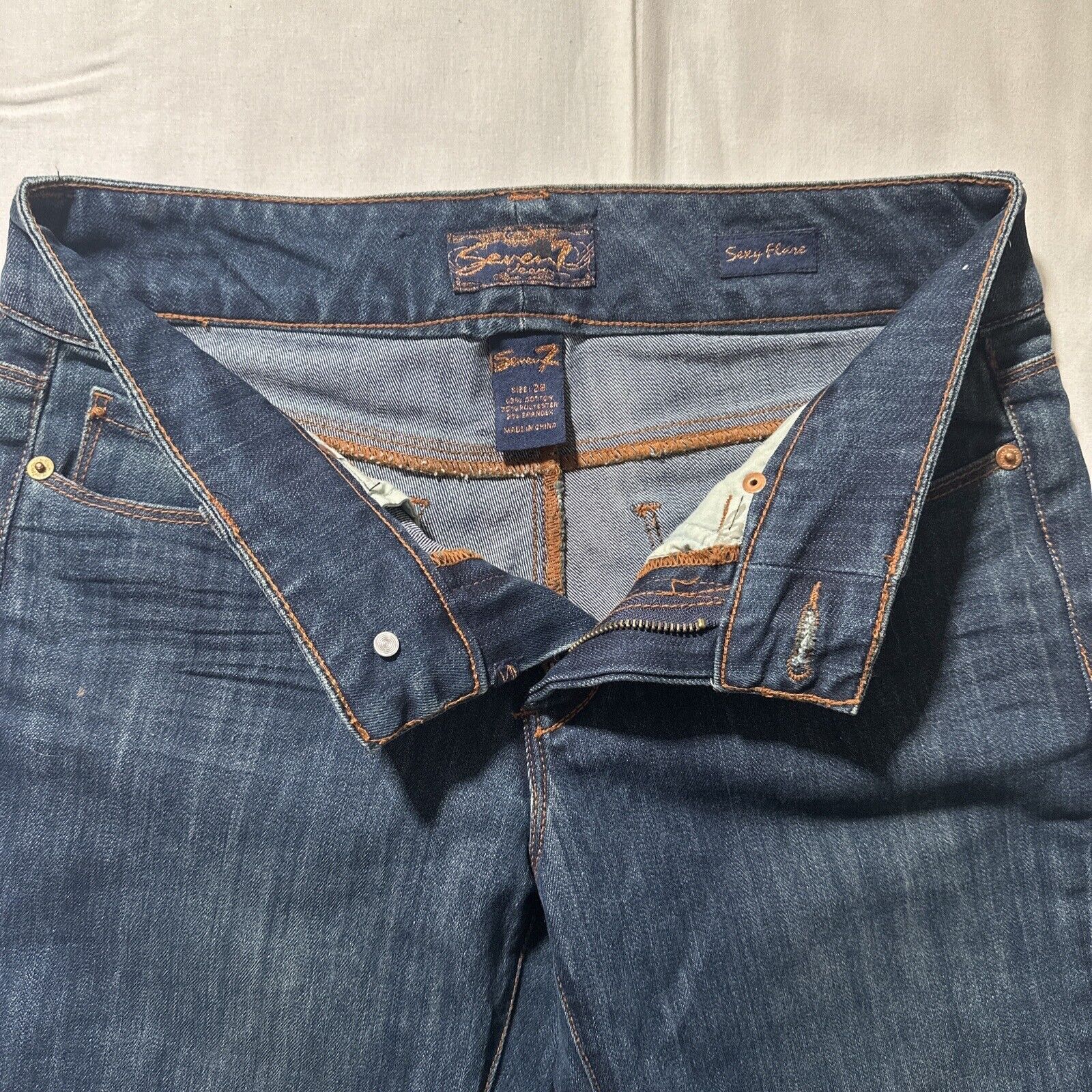 Seven 7 Seven7 Blue Jeans Sz 28 Bell Bottoms Boot Cut BOHODark Wash Size 28" / US 6 / IT 42 - 9 Thumbnail
