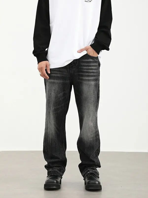 Japanese Brand High street tie-dye washed dirty white baggy jeans Size US 33 - 4 Thumbnail