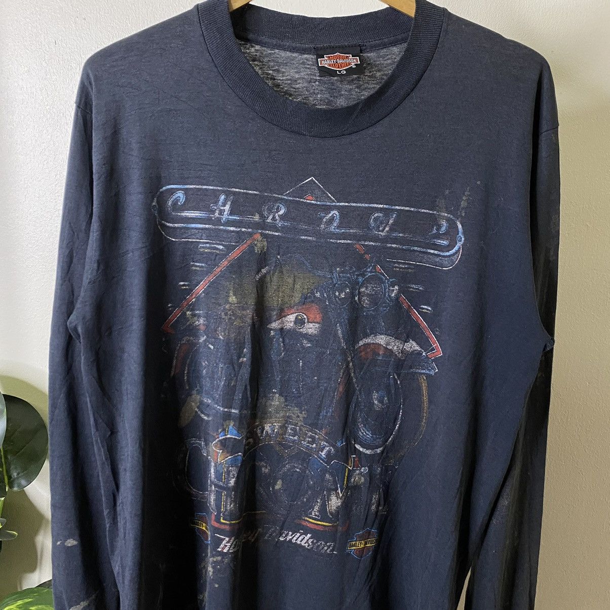 Harley Davidson Vintage 1980s Harley Davidson Faded Black LS Tee Size US L / EU 52-54 / 3 - 2 Thumbnail