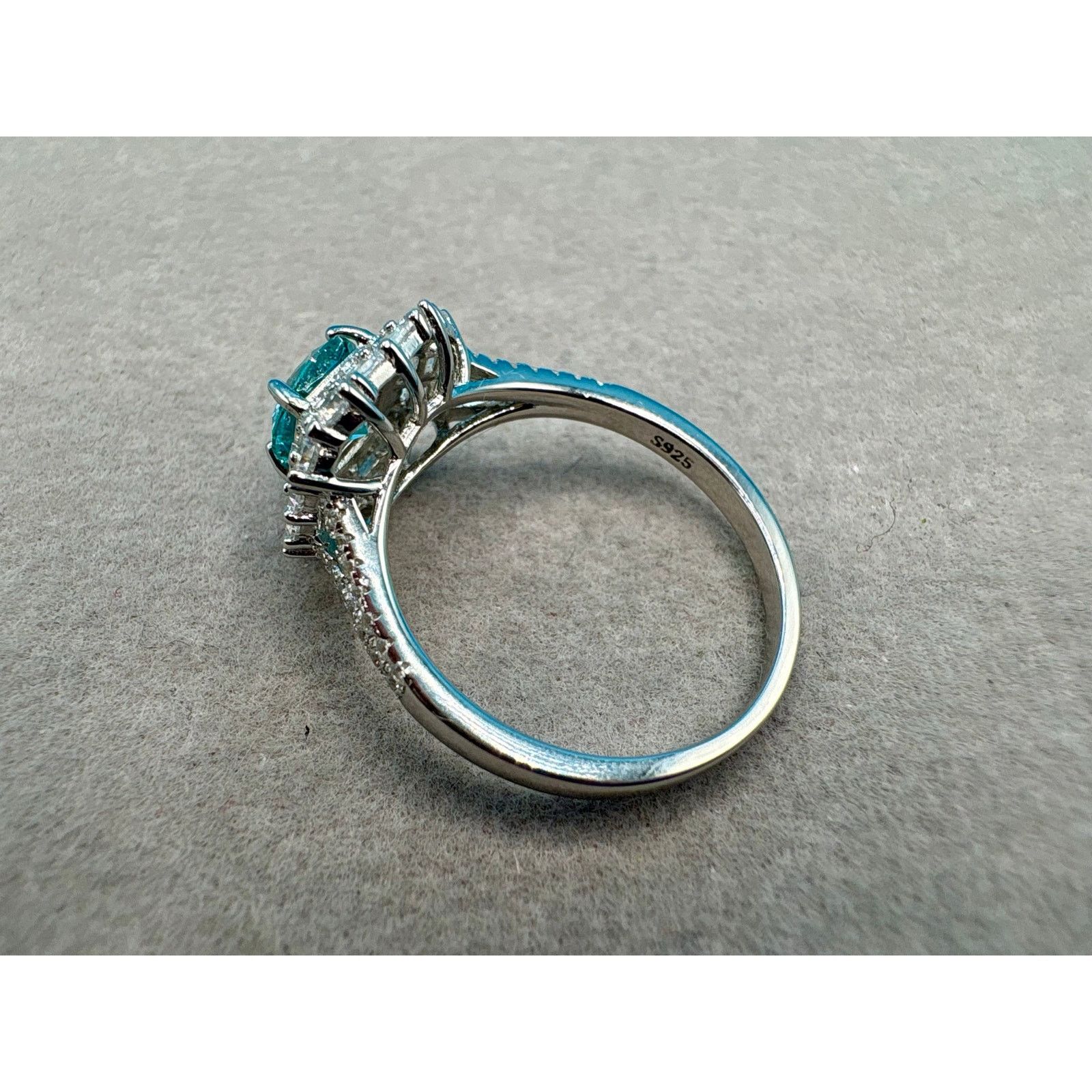 Jewelry 2ct Aquamarine & White Moissanite in 925 Sterling - Sz 8.5 Size ONE SIZE - 9 Thumbnail