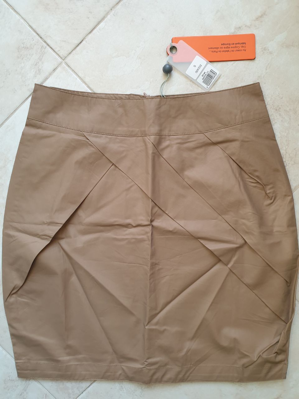 Cop Copine Cop Copine Tan Waxed Mini skirt sz M France / US sz 8 Size 30" / US 8 / IT 44 - 1 Thumbnail