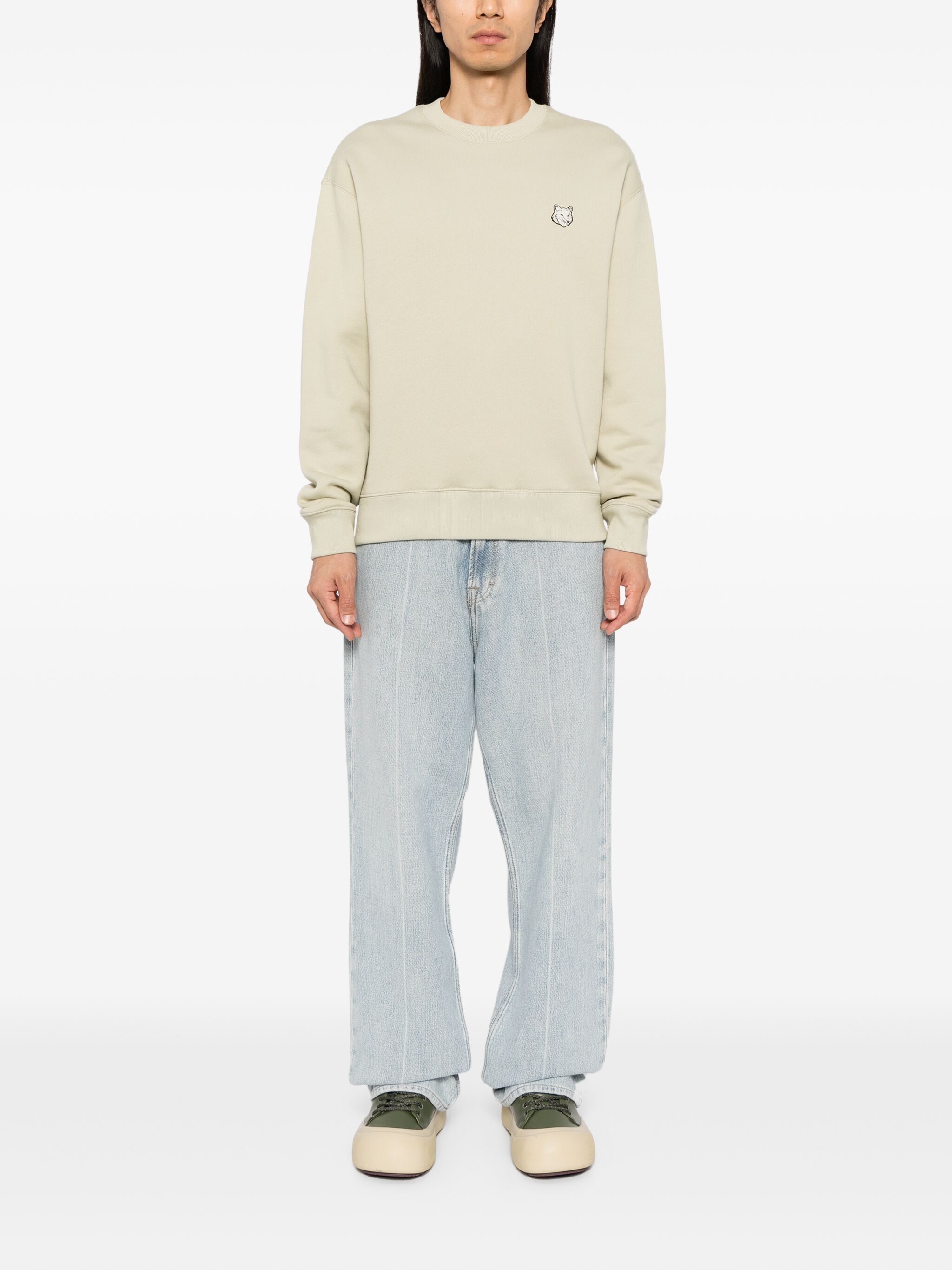 Maison Kitsune o1s22i1n1124 Bold Fox Head Crewneck Sweatshirt in Ivory Size US S / EU 44-46 / 1 - 2 Thumbnail
