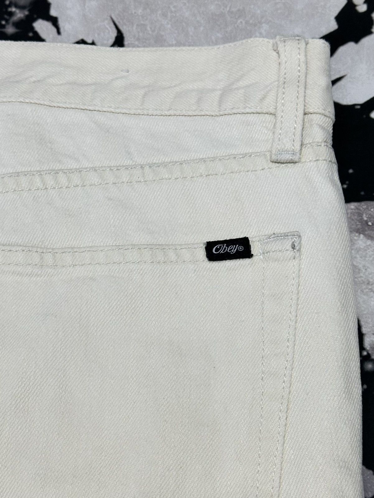 Obey Obey Worldwide Mens White Denim Jeans Size US 33 - 4 Thumbnail