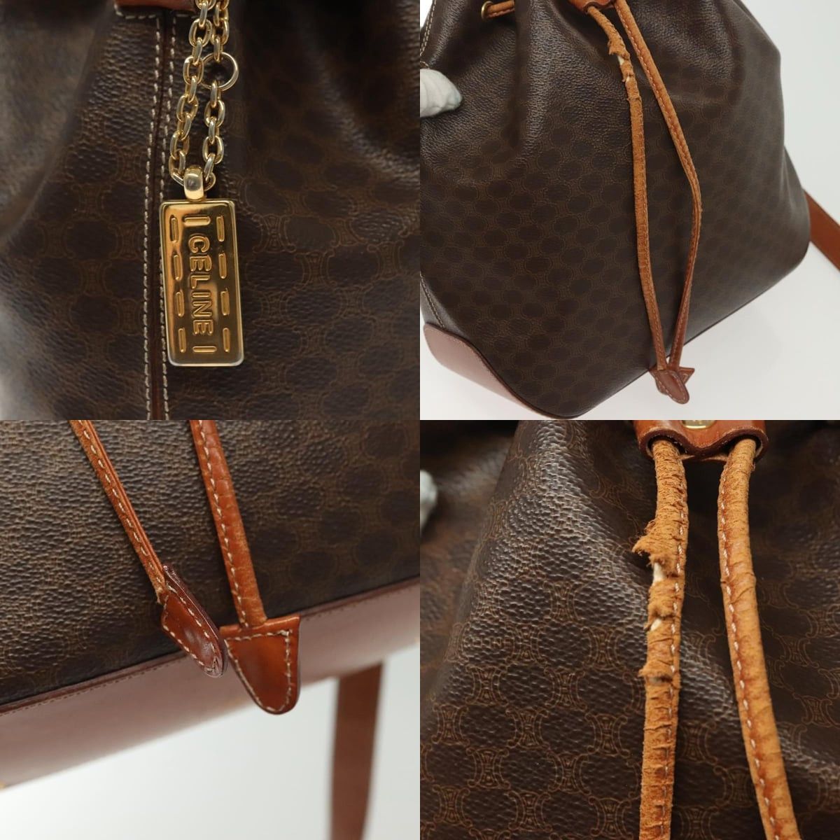 Celine CELINE Macadam Canvas Shoulder Bag Pvc Leather Brown Gold Size ONE SIZE - 11 Thumbnail