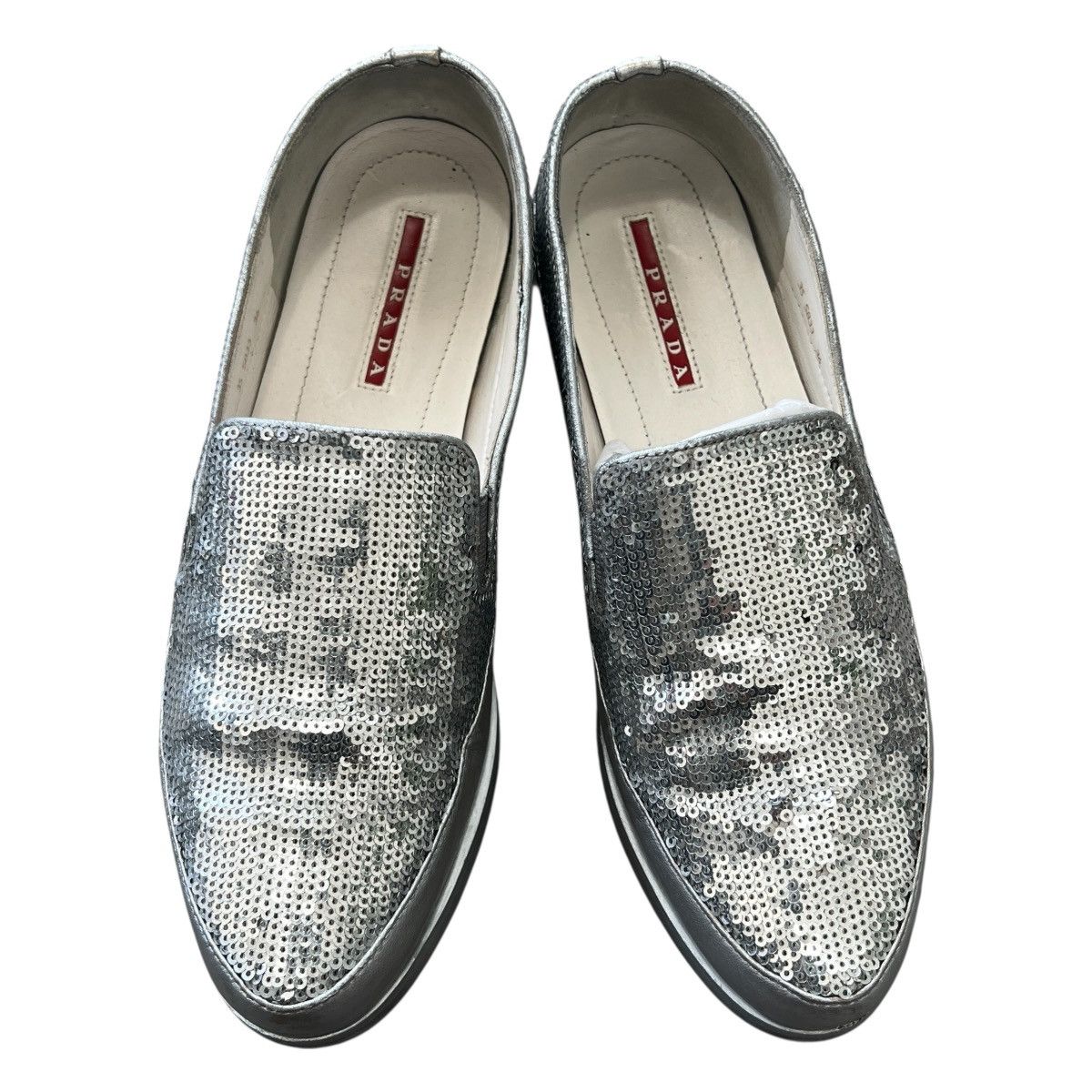 Prada PRADA SPORT “PAILLETTES ALLUMINIO” Silver Sequin Slip-On Size US 6 / IT 36 - 1 Thumbnail