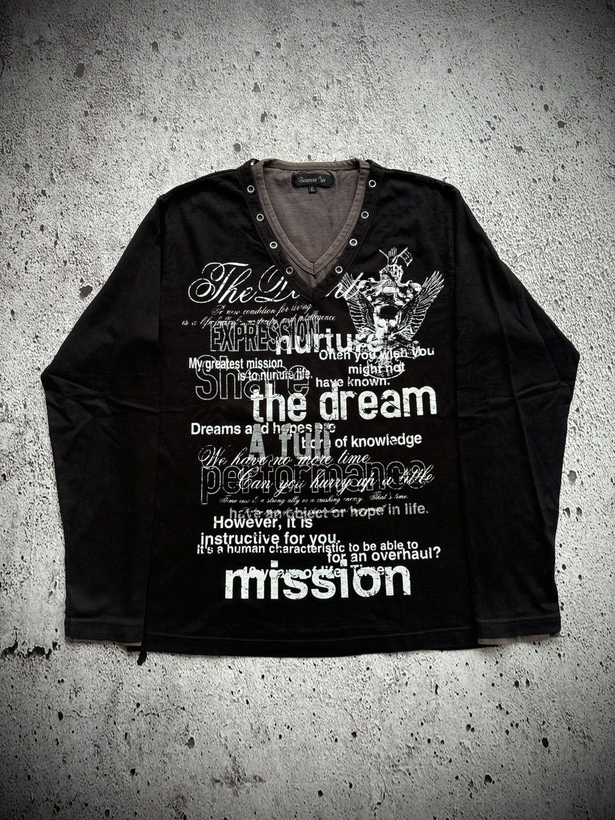 Le Grande Bleu (L.G.B.) Y2k Double Layer Beaumont Carr Poem Skull Punk Style Size US L / EU 52-54 / 3 - 1 Thumbnail