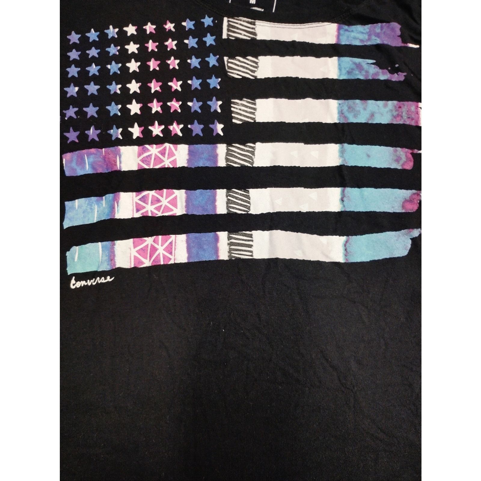 Converse Converse Black Tee with Purple and Blue Flag Graphic Size M / US 6-8 / IT 42-44 - 2 Thumbnail