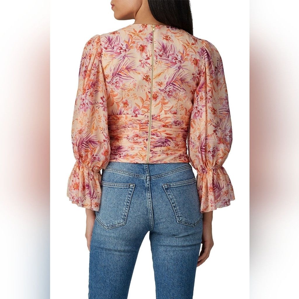 Amur EUC Amur Gitana Floral Silk Cropped Blouse Size S / US 4 / IT 40 - 4 Thumbnail
