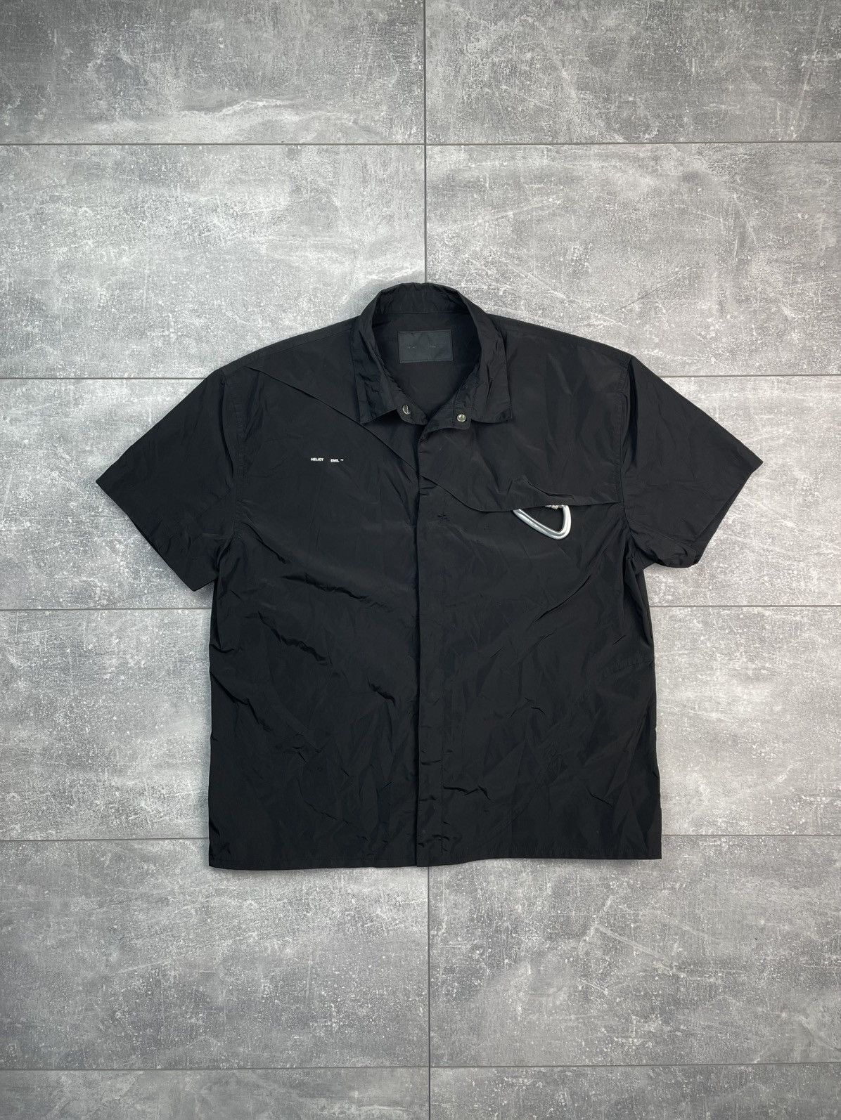 Heliot Emil Black Shirt Nylon Carabiner Logo