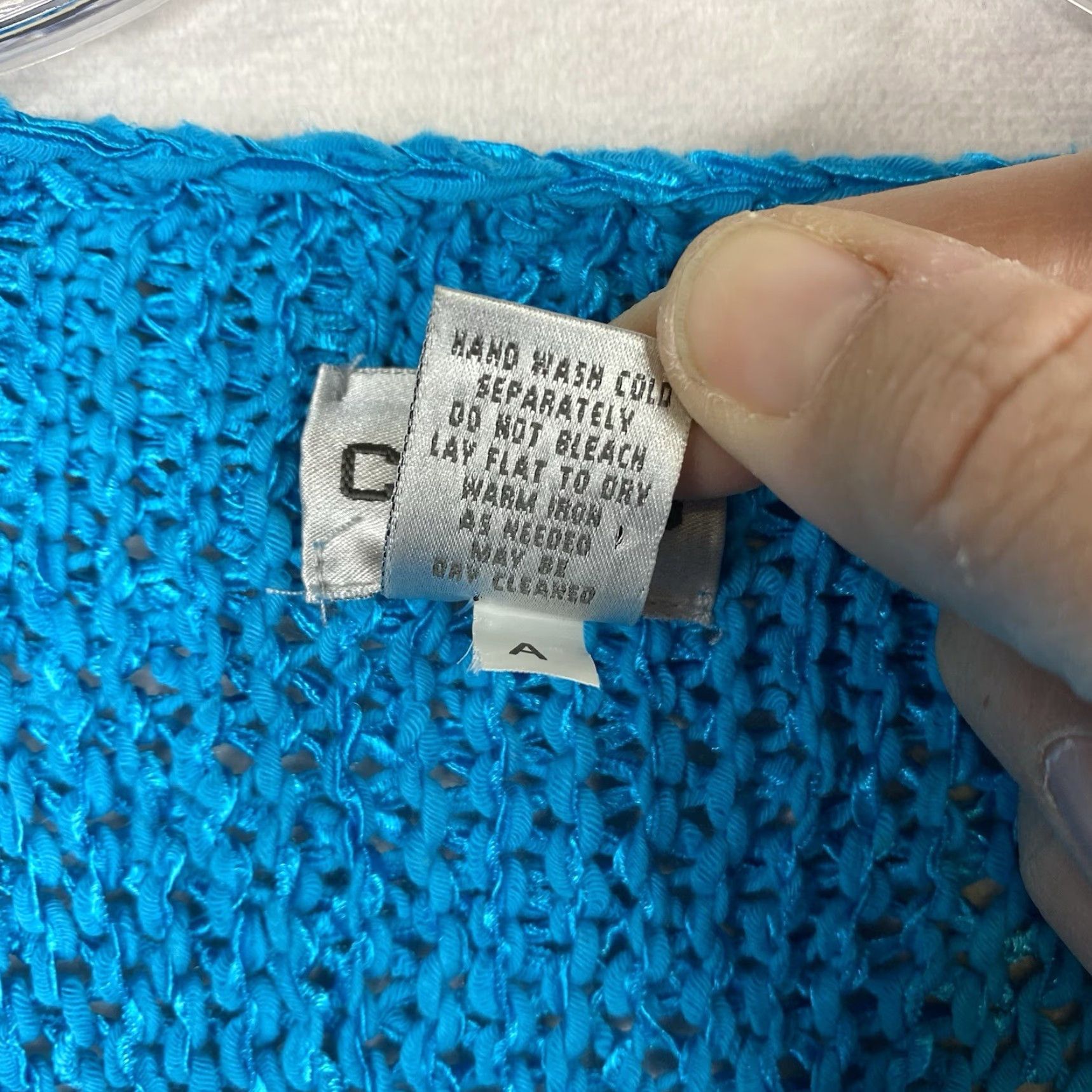 Vintage Chico's Cardigan Sweater XL Blue Open Knit Buttons Raglan Sleeves Women's Casual 80s Bohemian 90s Classic Size XL / US 12-14 / IT 48-50 - 5 Thumbnail
