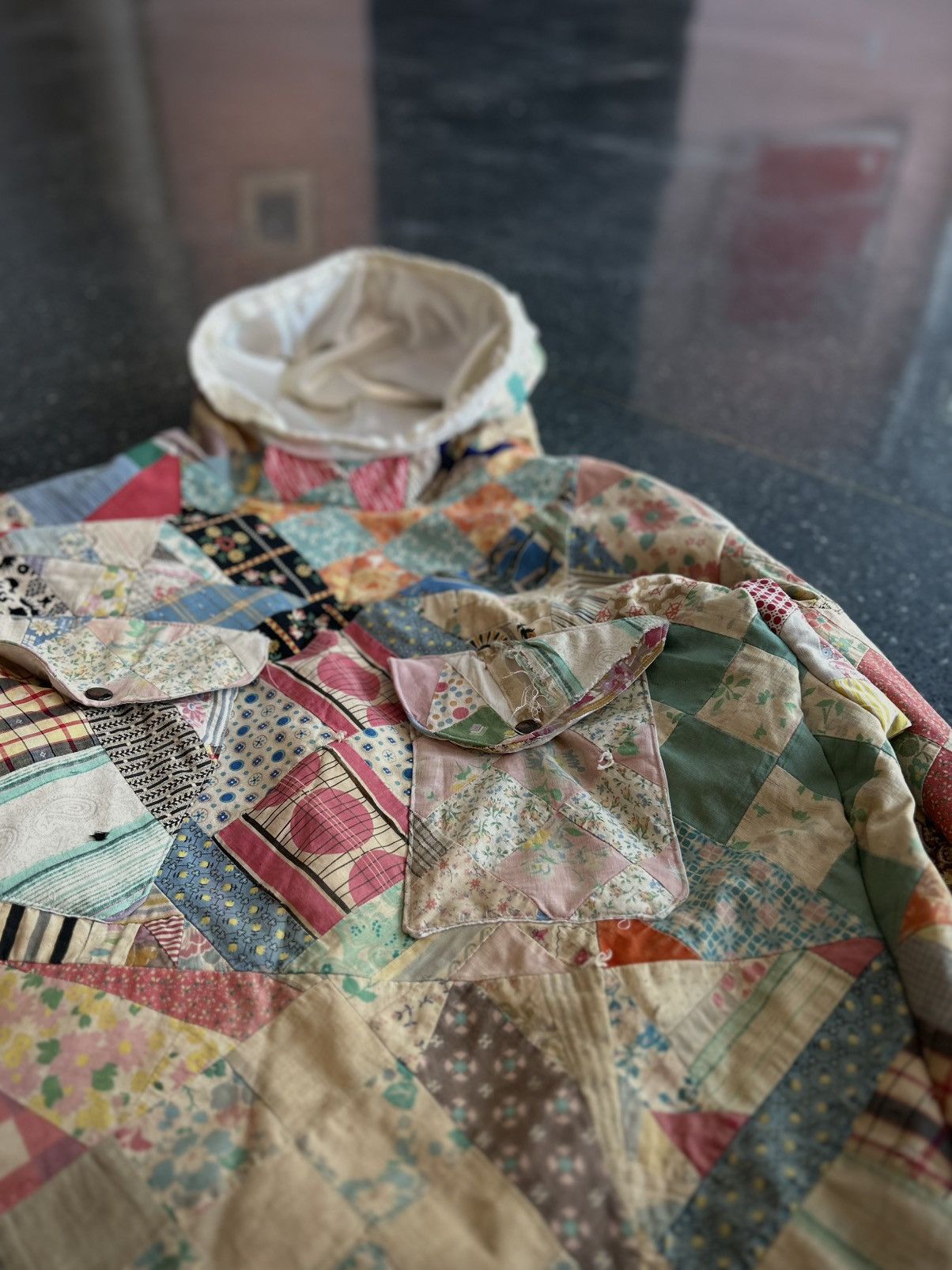 Vintage Custom 1940s Satin Lined Vintage Faded Quilt Hoodie Size US L / EU 52-54 / 3 - 2 Thumbnail