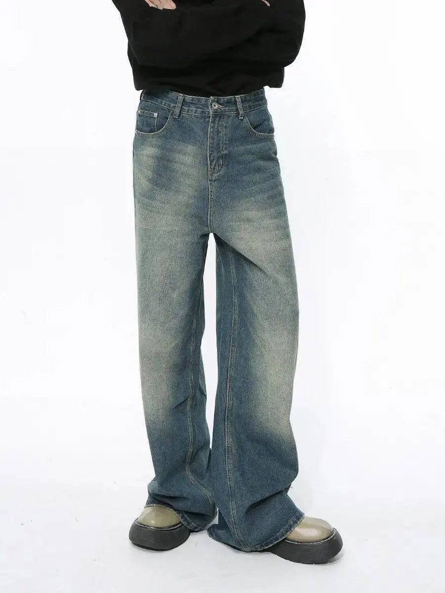 Japanese Brand Retro high street blue wide leg jeans Size US 32 / EU 48 - 2 Thumbnail