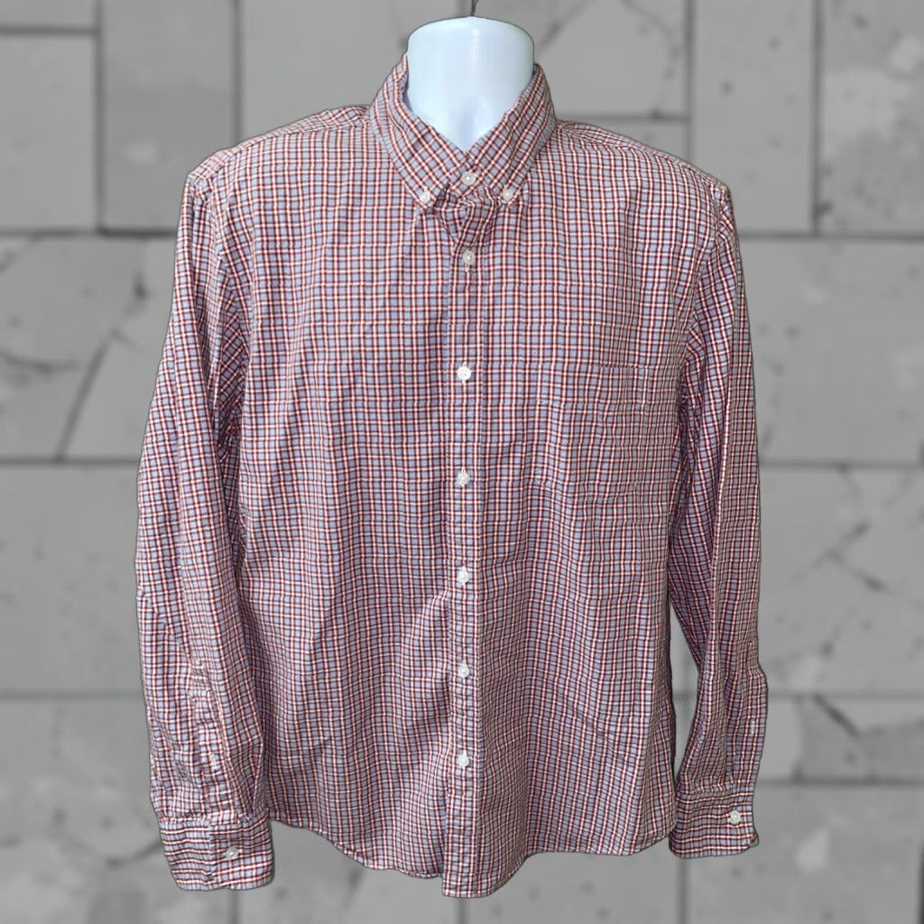 J.Crew J.Crew Mens Long Sleeve Button-Up Shirt Size XL Red/Gray Check Cotton Casual Size US XL / EU 56 / 4 - 1 Thumbnail