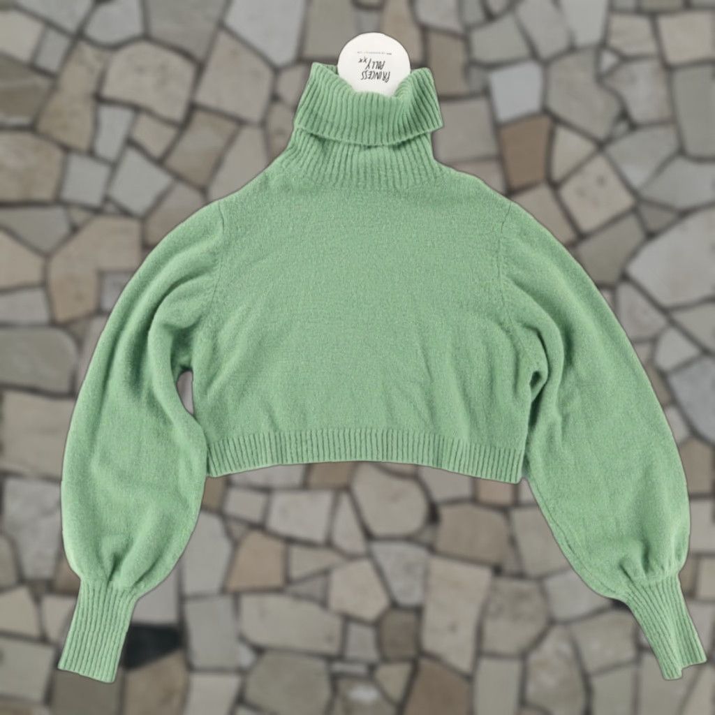 PRINCESS POLLY Princess Polly Zahara Cropped Turtleneck Green Women's 0 Shirt Sweater Adult Women Size 0 Crew Neck Long Sleeve Solid Vintage No Women Size XS / US 0-2 / IT 36-38 - 1 Thumbnail