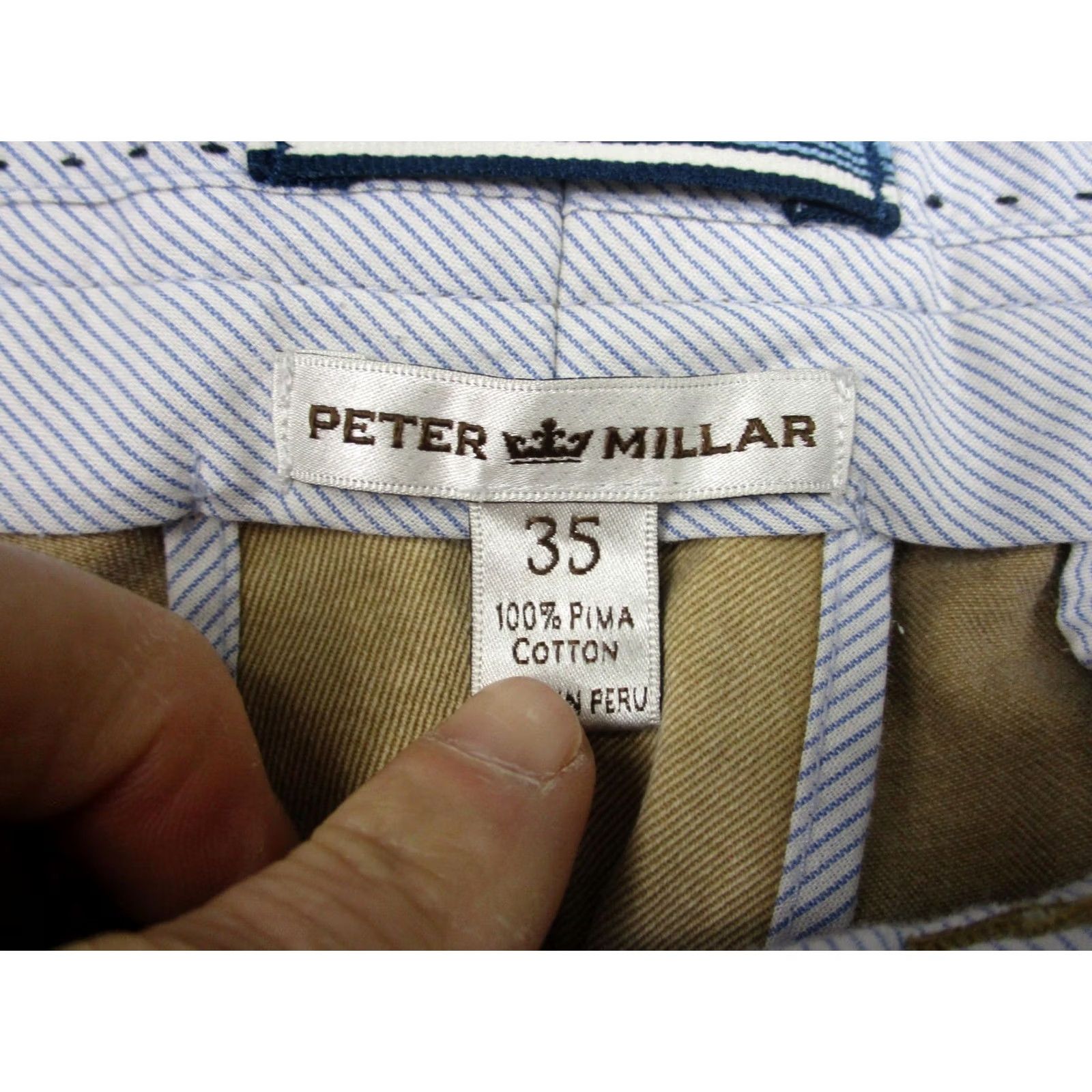 Peter Millar Peter Millar Pants Mens 35x30 Beige Chino Straight Leg Pima Cotton Casual Golf Mens Size US 35 - 3 Thumbnail