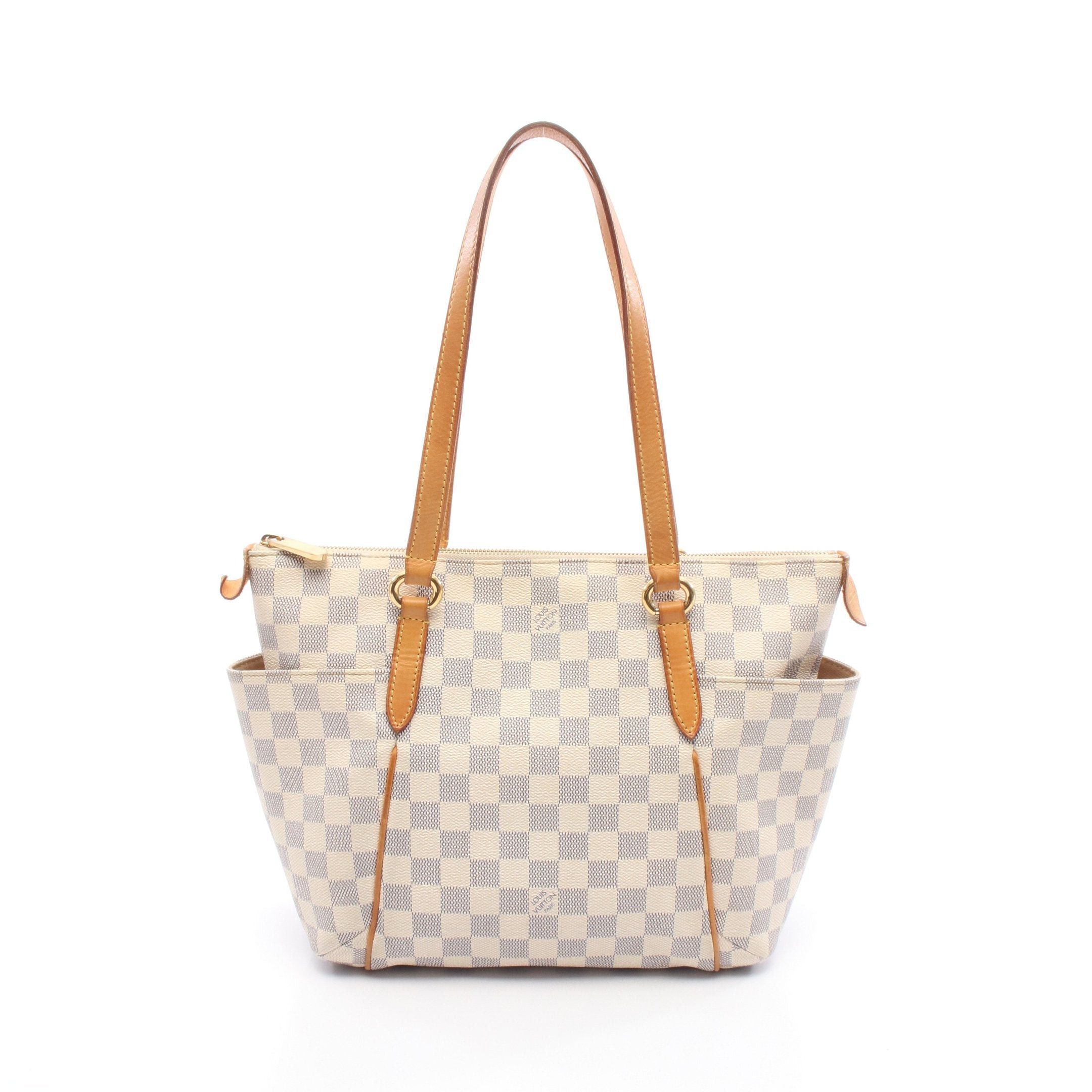 Louis Vuitton Totally Pm Damier Azur Shoulder Bag Tote Leather White, Women's
