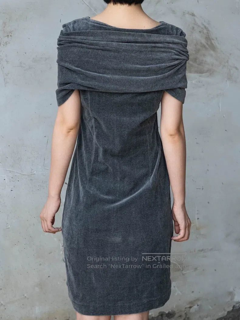 Comme des Garcons Comme Des Garcons Grey Velvet Shawl Dress Size M / US 6-8 / IT 42-44 - 5 Thumbnail