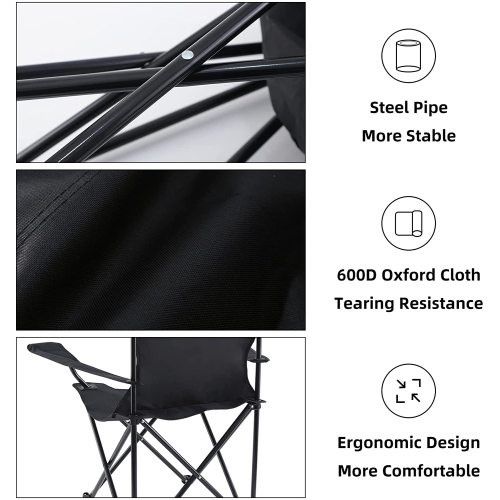 Designer × Homemade YSSOA Portable Folding Black Camping Chair, Large Size US L / EU 52-54 / 3 - 2 Thumbnail