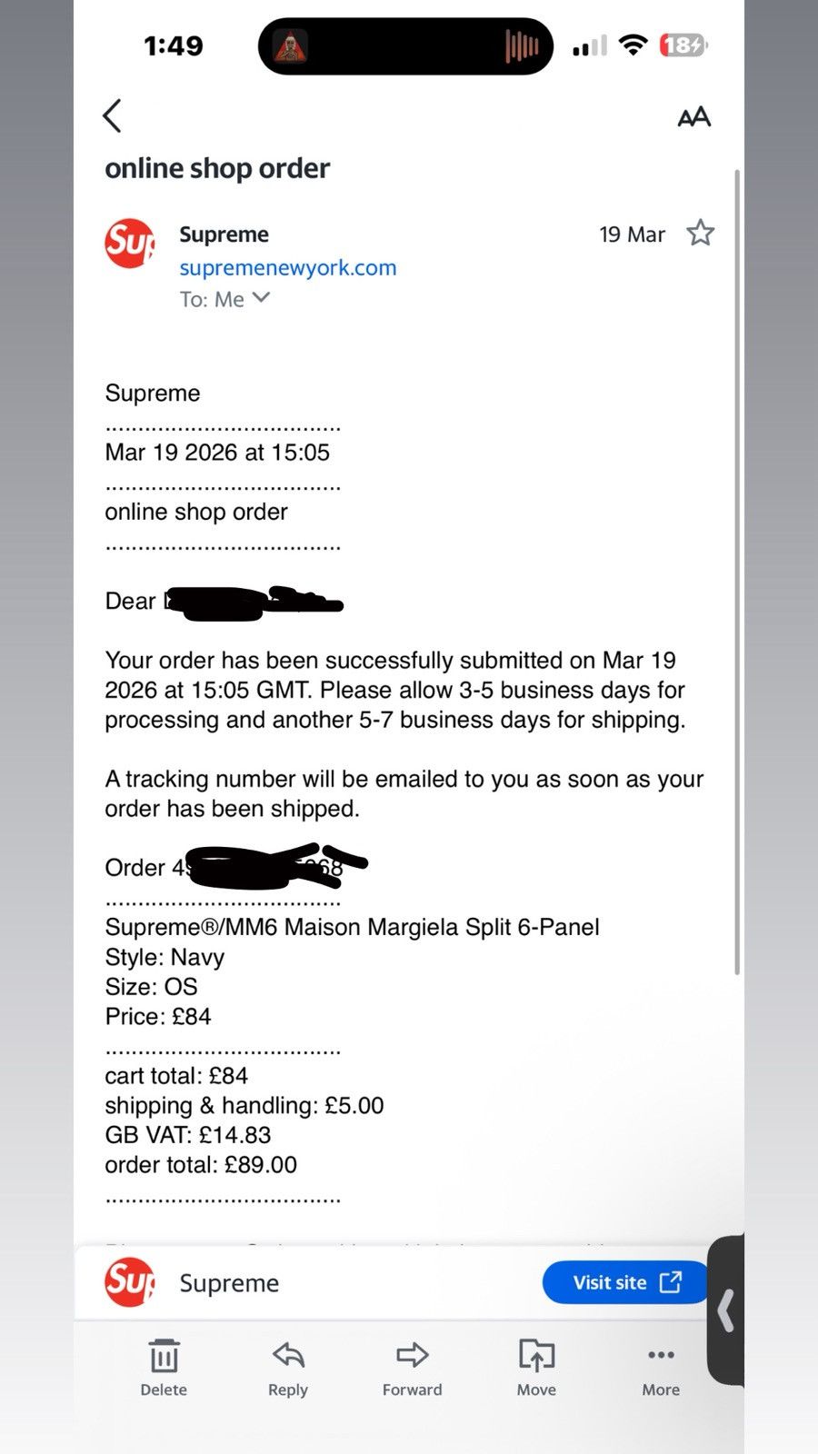 Maison Margiela × Supreme Supreme x MM6 Maison Margiela Split 6-Panel Navy Size ONE SIZE - 9 Thumbnail