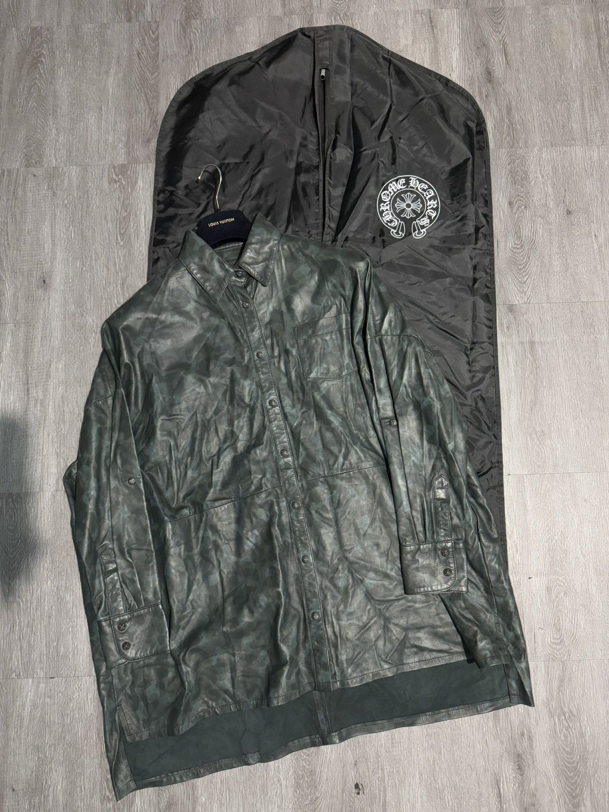 Chrome Hearts 1of1 Chrome Hearts - Lambskin Camou oversized Leather Jacket Size US L / EU 52-54 / 3 - 1 Thumbnail