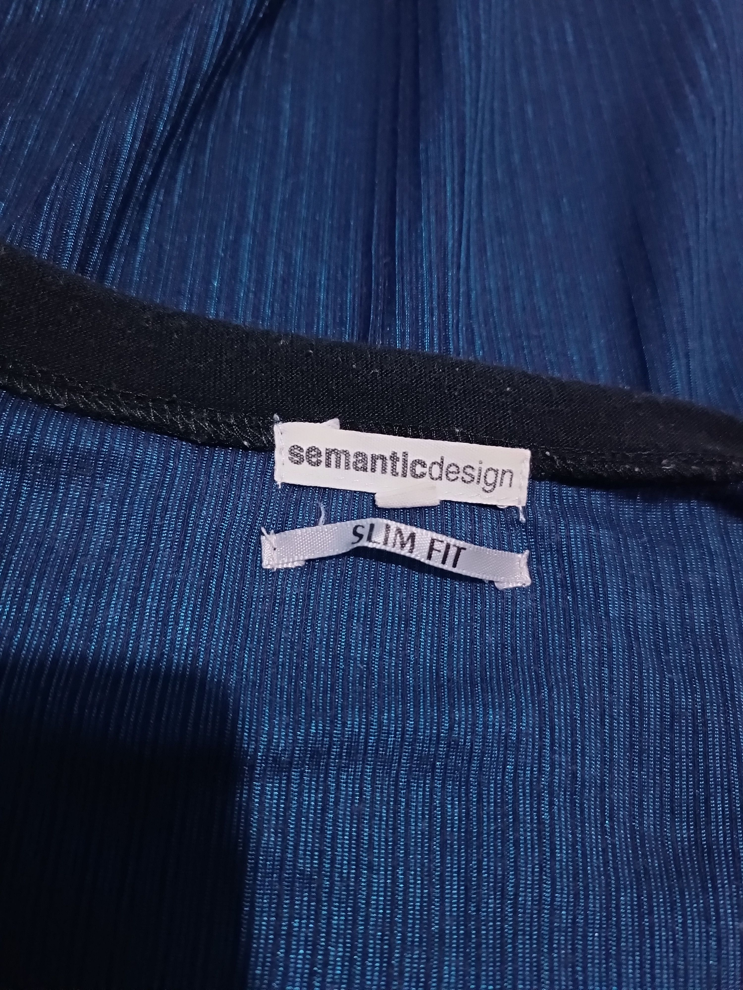 semanticdesign Sematic Design V-Neck Blue Metalic Long Sleeve T-shirt Size US M / EU 48-50 / 2 - 6 Thumbnail