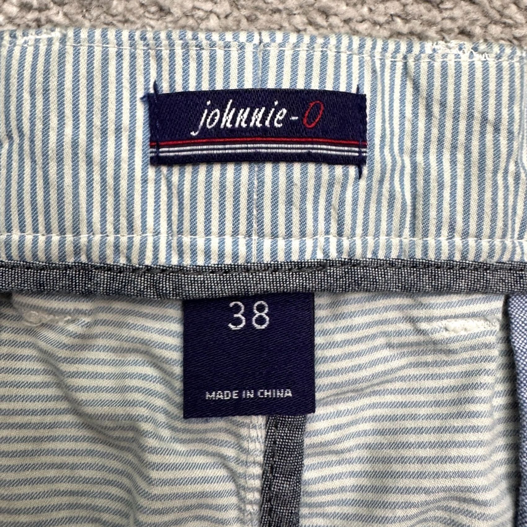johnnie-O Johnnie-O Striped Chino Shorts Mens 38 Gulf Blue 100% Cotton Flat Front Casual Size US 38 / EU 54 - 5 Thumbnail