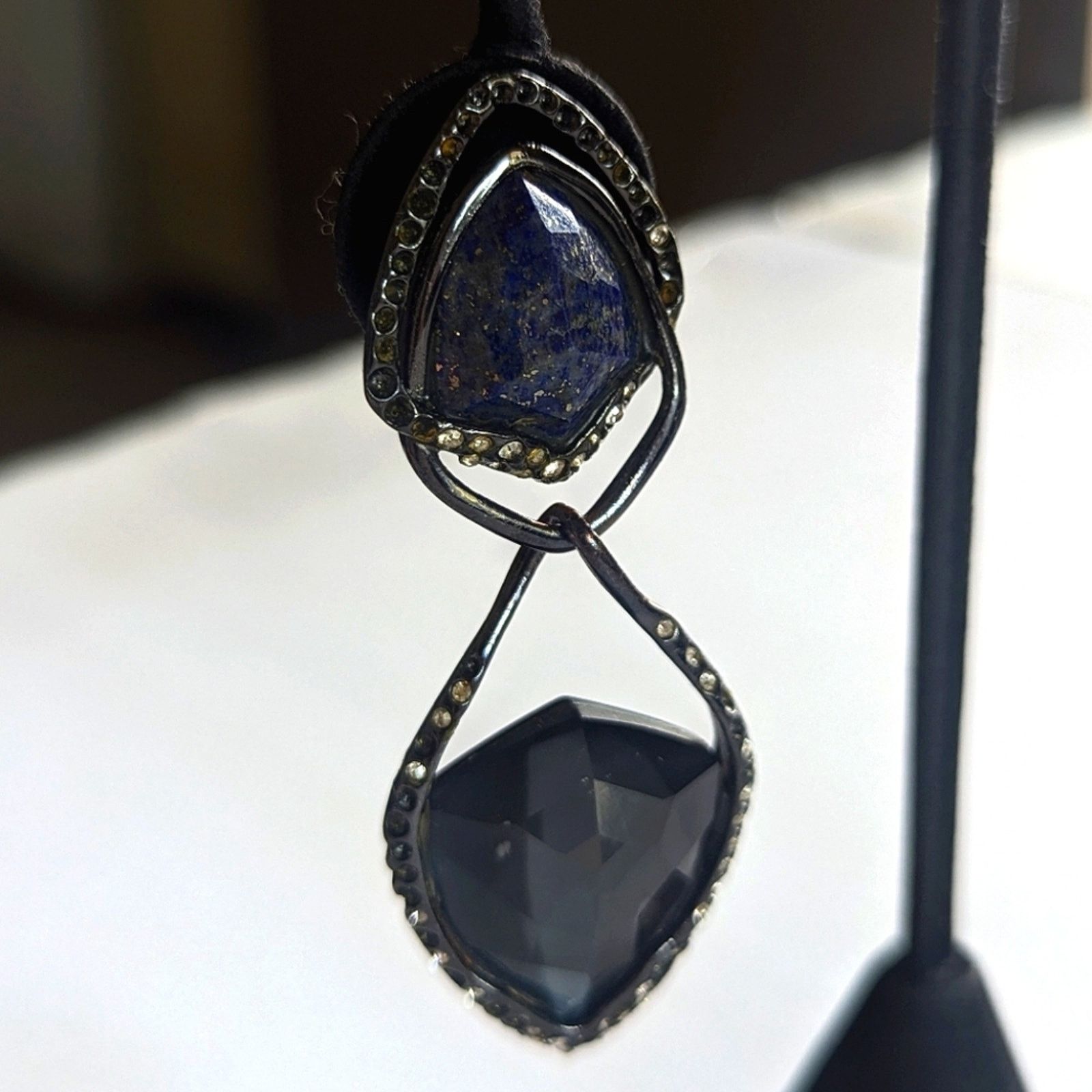 Alexis Bittar Alexis Bittar MCM Gunmetal Semi Precious Stone Drop Earrings Size ONE SIZE - 9 Thumbnail