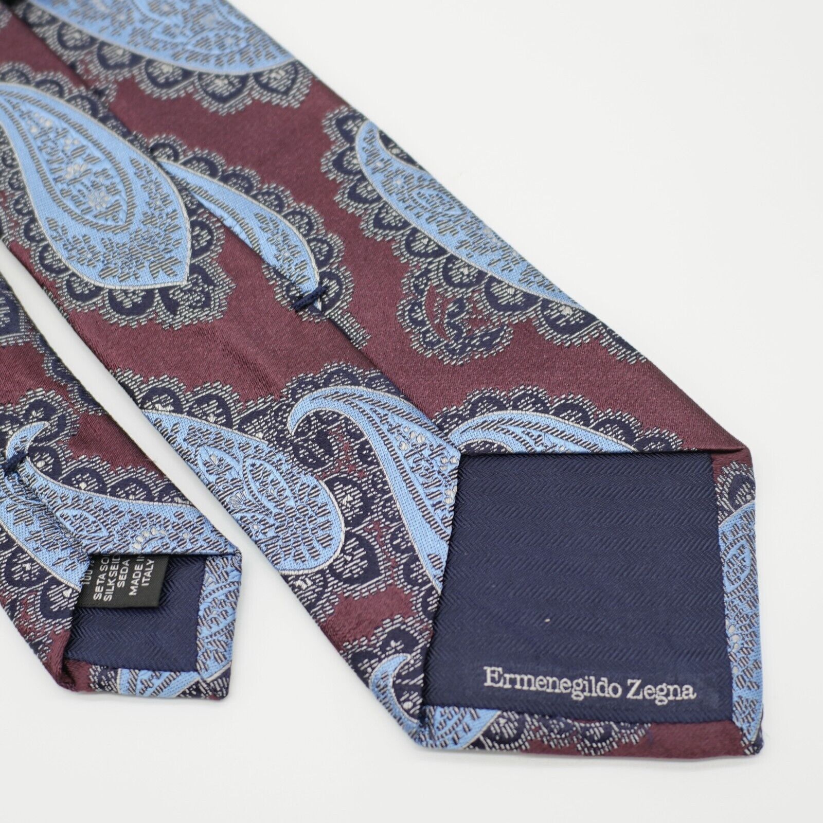 Ermenegildo Zegna Ermenegildo Zegna Maroon Red Light Blue Woven Paisley Silk T Size ONE SIZE - 6 Thumbnail