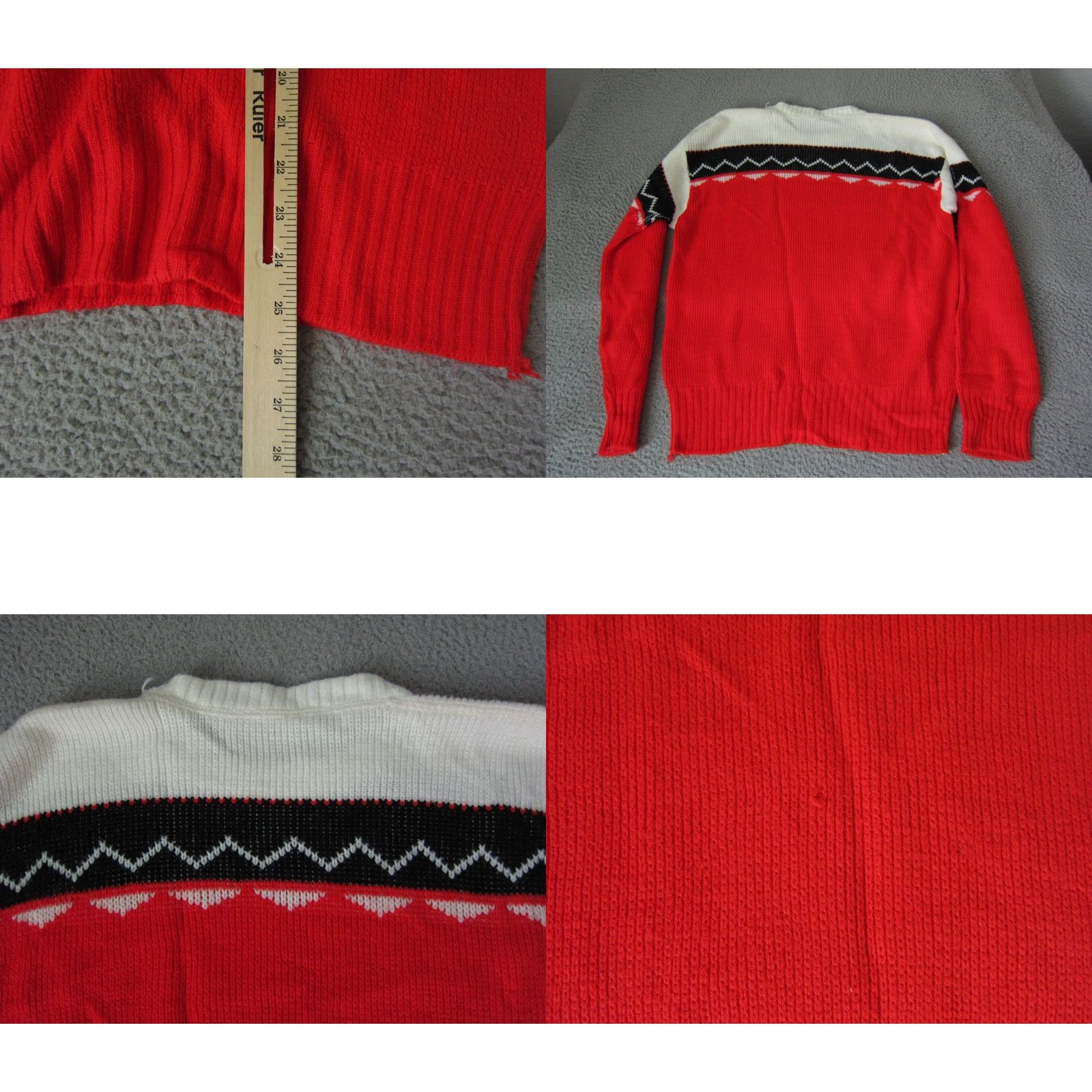 Vintage VINTAGE Sweater Womens M Red Black White Diamond Knit Casual Pullover 80s 90s Womens Size M / US 6-8 / IT 42-44 - 8 Thumbnail
