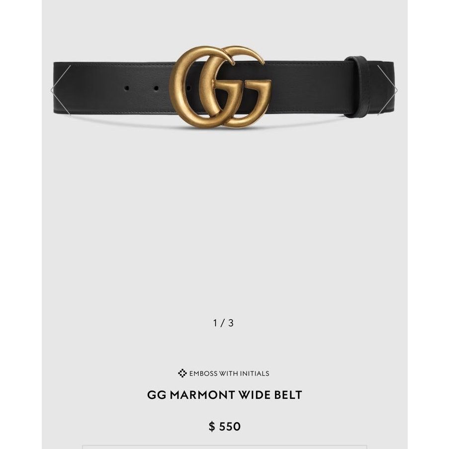 Gucci Gucci Black Leather Marmount Wide Belt Size 80 Size ONE SIZE - 1 Thumbnail