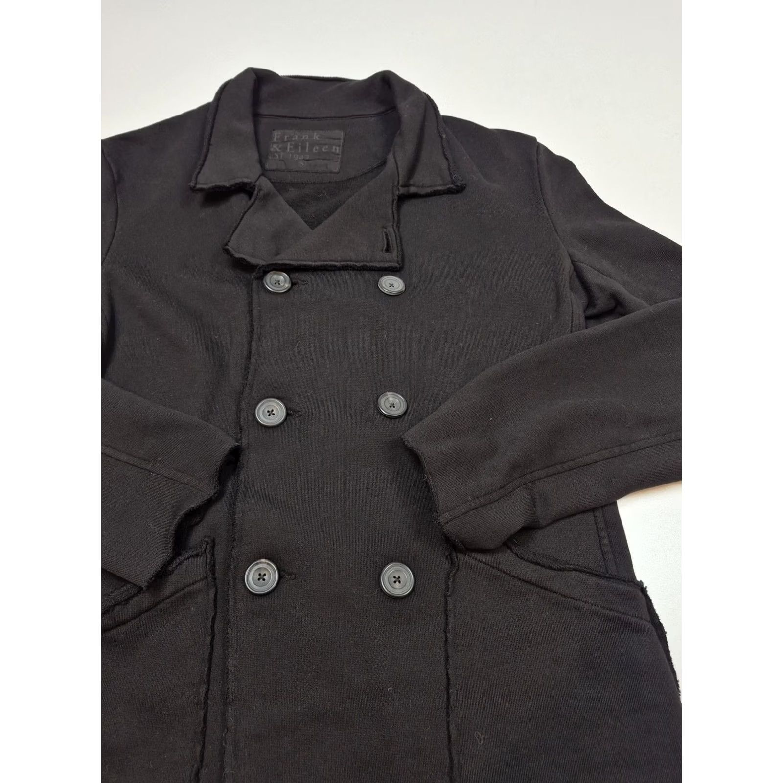 Frank & Eileen Frank & Eileen Womens Black Cotton French Terry Pea Coat Small Size S / US 4 / IT 40 - 2 Thumbnail