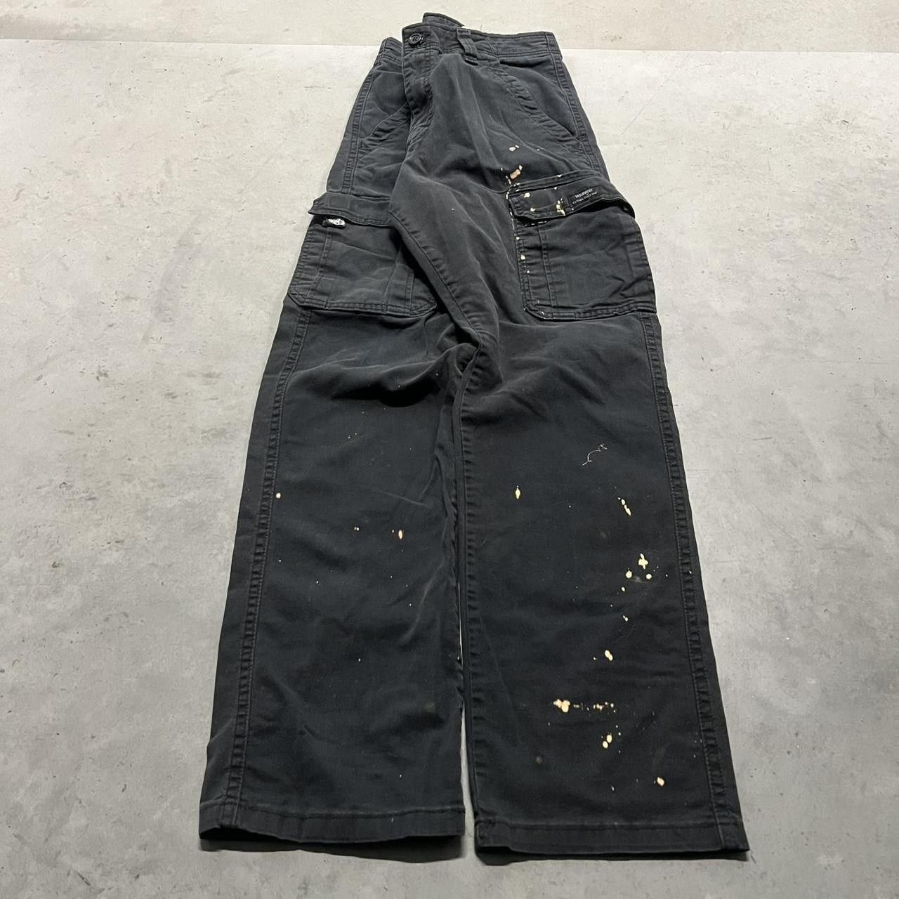 Japanese Brand × Vintage Crazy Vintage Y2K Black Relaxed fit Bleach Cargo pants! Size US 30 / EU 46 - 1 Thumbnail