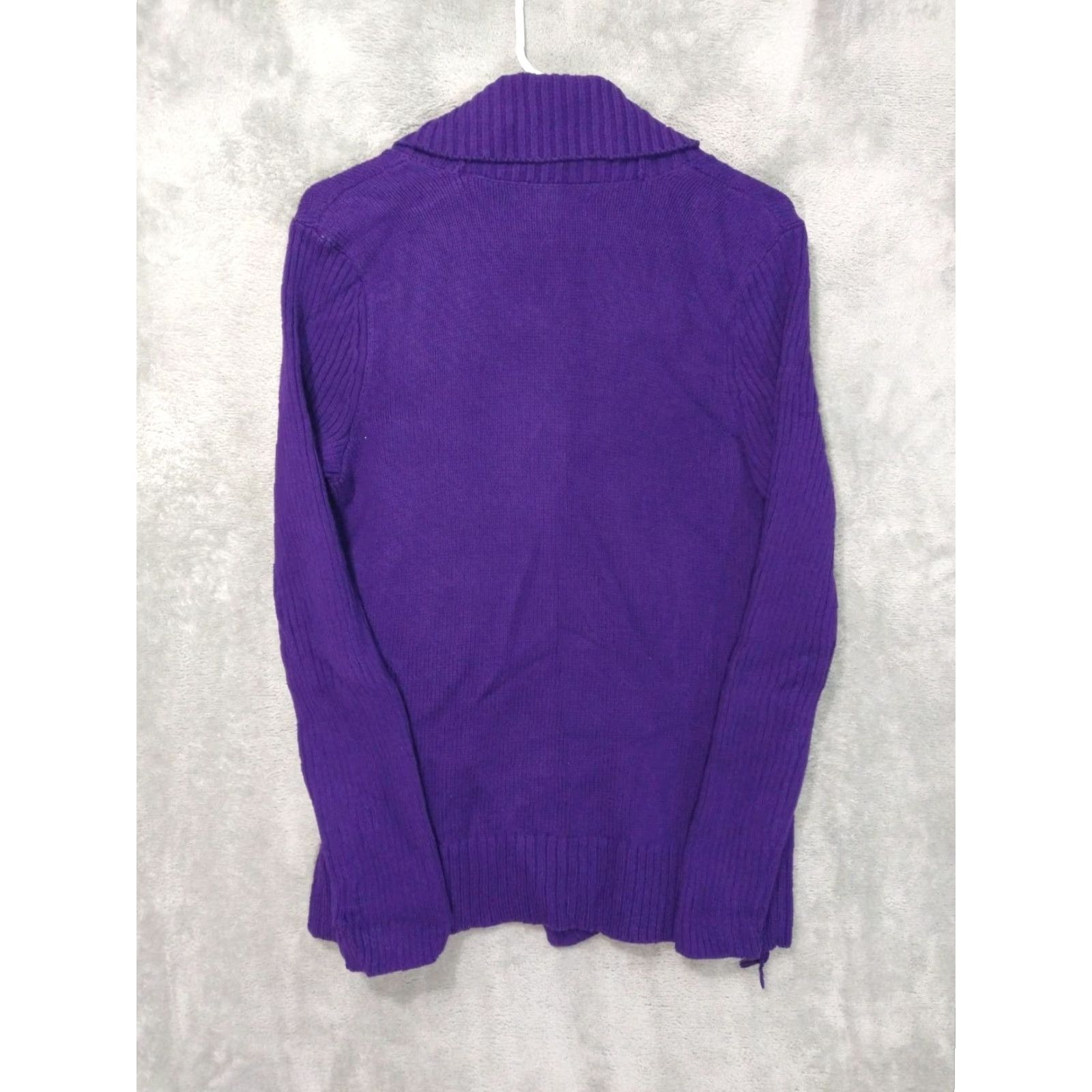 Ralph Lauren Lauren Ralph Lauren Cardigan Sweater Womens Medium Petite Purple Cowl Neck Cotton Knit Solid Size M / US 6-8 / IT 42-44 - 2 Thumbnail