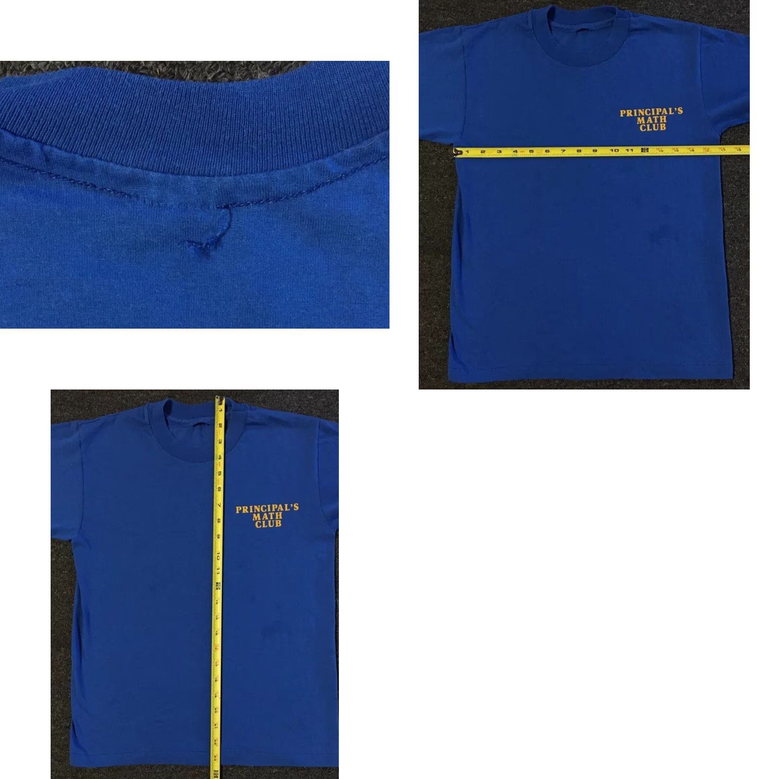 Vintage VINTAGE 90s Lowell School Principals Math Club Faded T-Shirt XS Blue Tigers Track PE Grunge Single Stitch Men Shirt Size US XS / EU 42 / 0 - 9 Thumbnail
