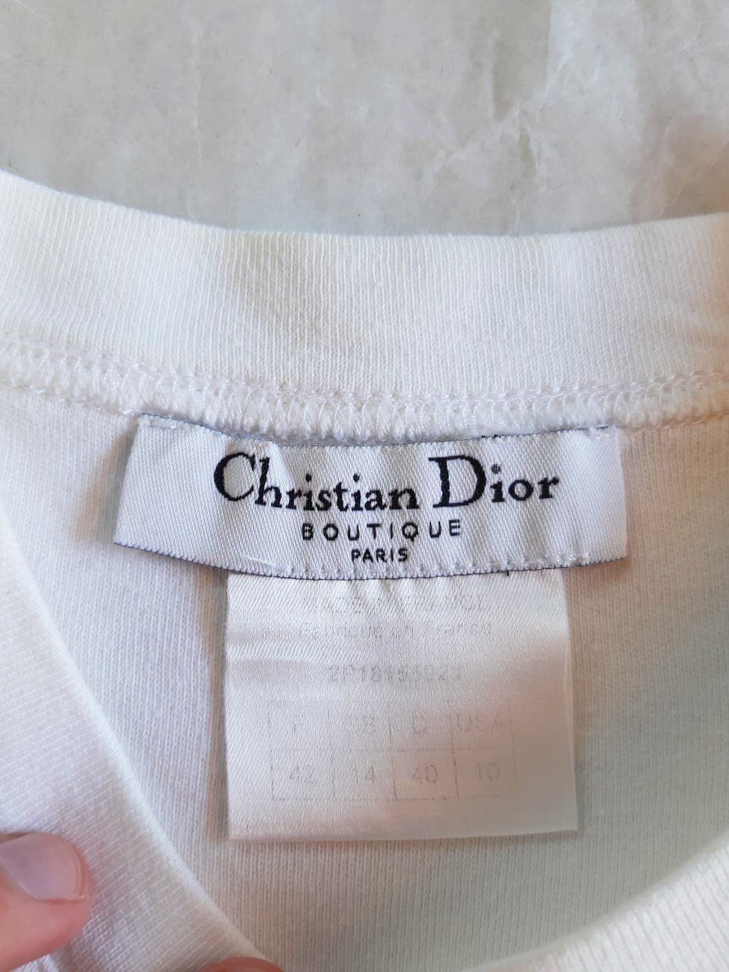 Dior DIOR 2002 "DIOR PARFUMS" Denim Print Logo Cropped T-Shirt Size M / US 6-8 / IT 42-44 - 4 Thumbnail