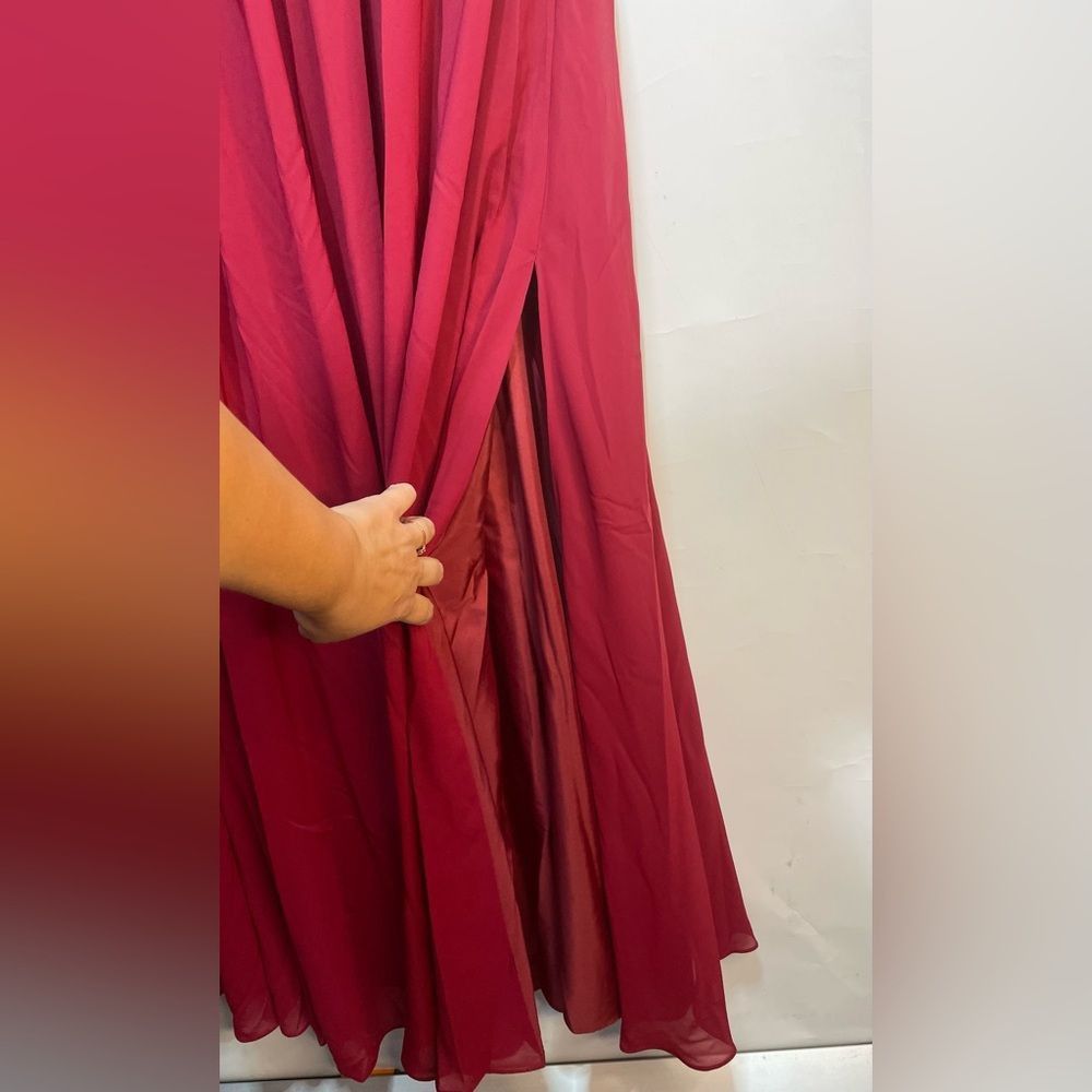 Other Lavetir A-Line V-Neck Half Sleeves Split Side Chiffon Mulber Size 4XL / US 24-26 - 11 Thumbnail