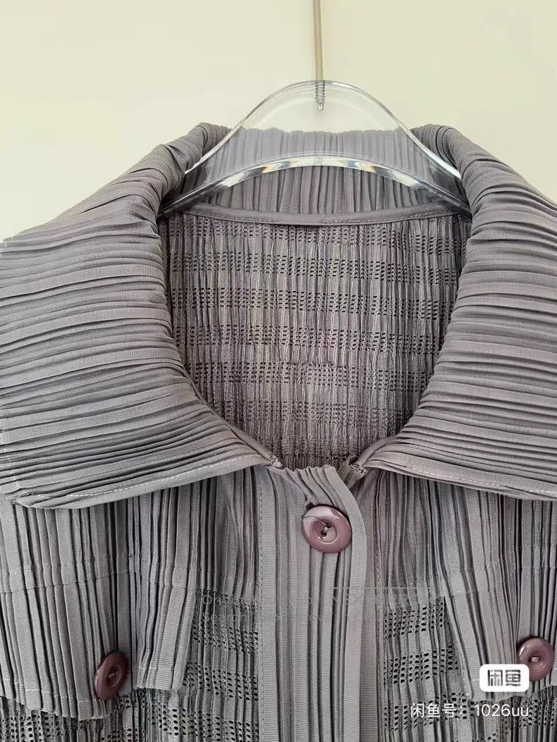 Issey Miyake Issey Miyake Gray Pleated Long Shirt Coat Size L / US 10 / IT 46 - 3 Thumbnail
