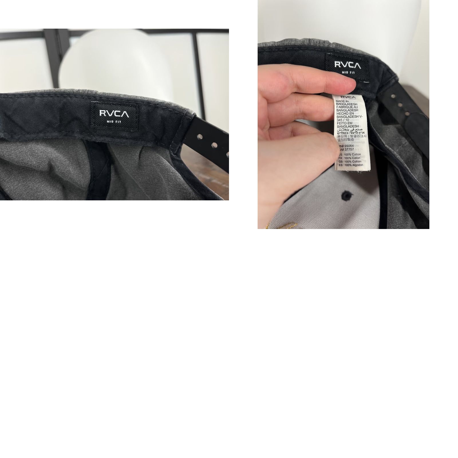 RVCA RVCA Hat Cap Snap Back Adult One Size Gray Embroidered Mid Fit Cotton Size ONE SIZE - 9 Thumbnail